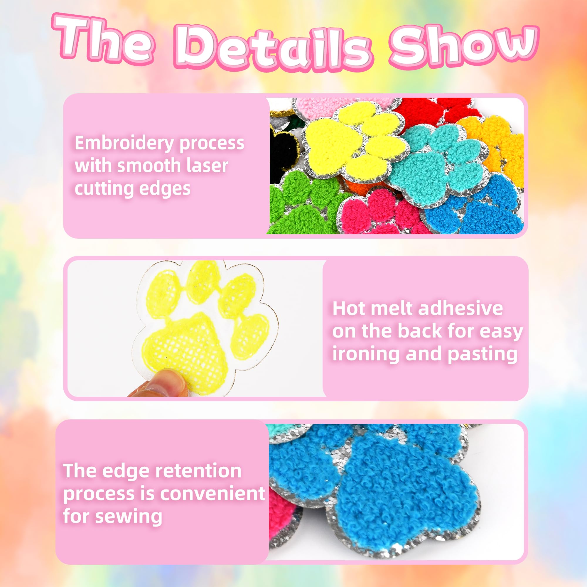 16 parches de felpilla con diseño de patas, apliques bordados de tela, parches para coser sombreros, bolsos, ropa, decoración de bricolaje