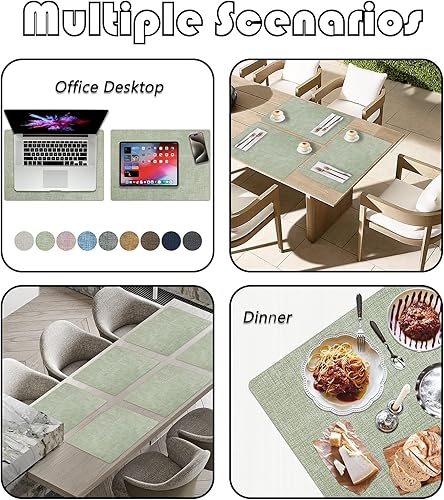 Miniatura 7 de Juego de 6 manteles individuales de piel sintética resistentes al calor, impermeables, a prueba de aceite, lavables, reversibles, antideslizantes,