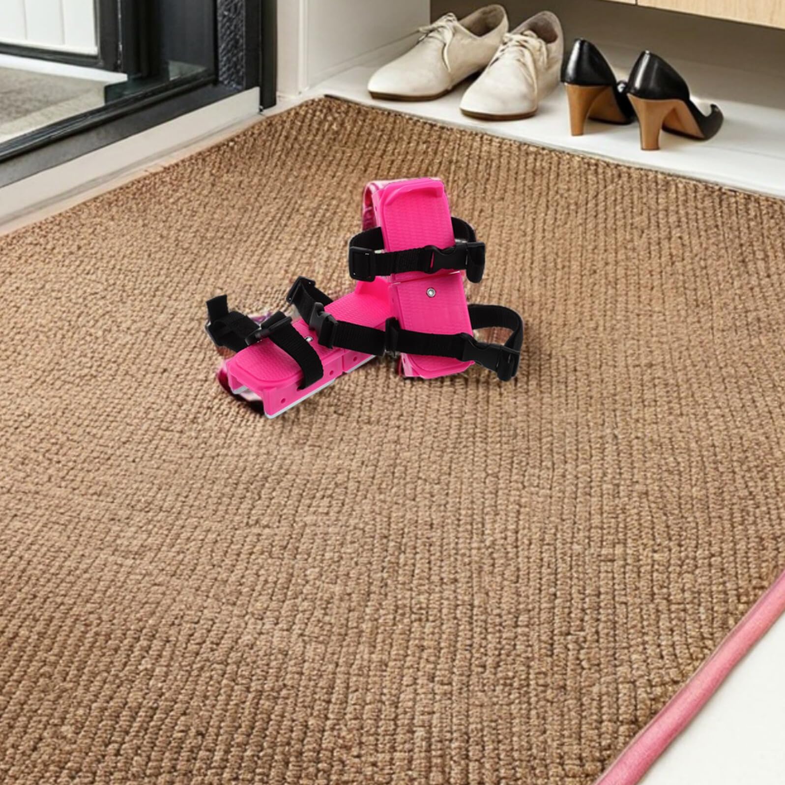 Pattini Regolabili per Ragazzi Rosa Design Facile in Pp+Metallo e Nastro, per Principianti su Piste di Pattinaggio su Ghiaccio e Neve Invernale