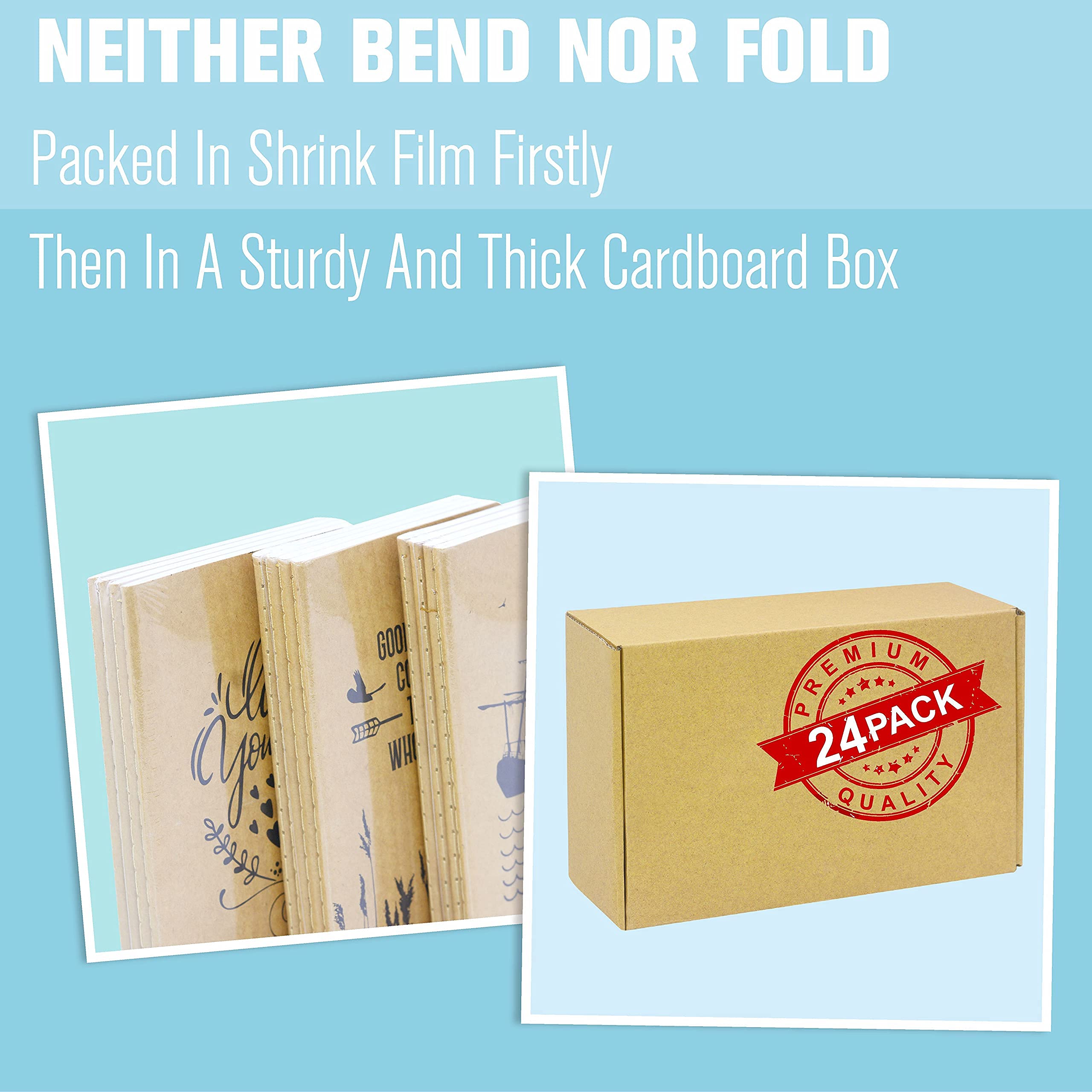 24 Stück Kraftpapier unliniert Notizbuch Tagebuch Pocket Notebook mit 6 Designs (80 Seiten, 10,2 x 14,5 cm)
