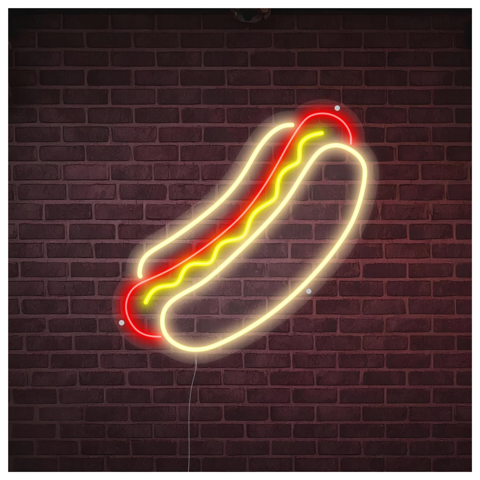 SHOUXI Sign Lamp Hot Dog Neon Sign, Suitable for Fast Food Shop Wall Decor with Dimmable 38cm
