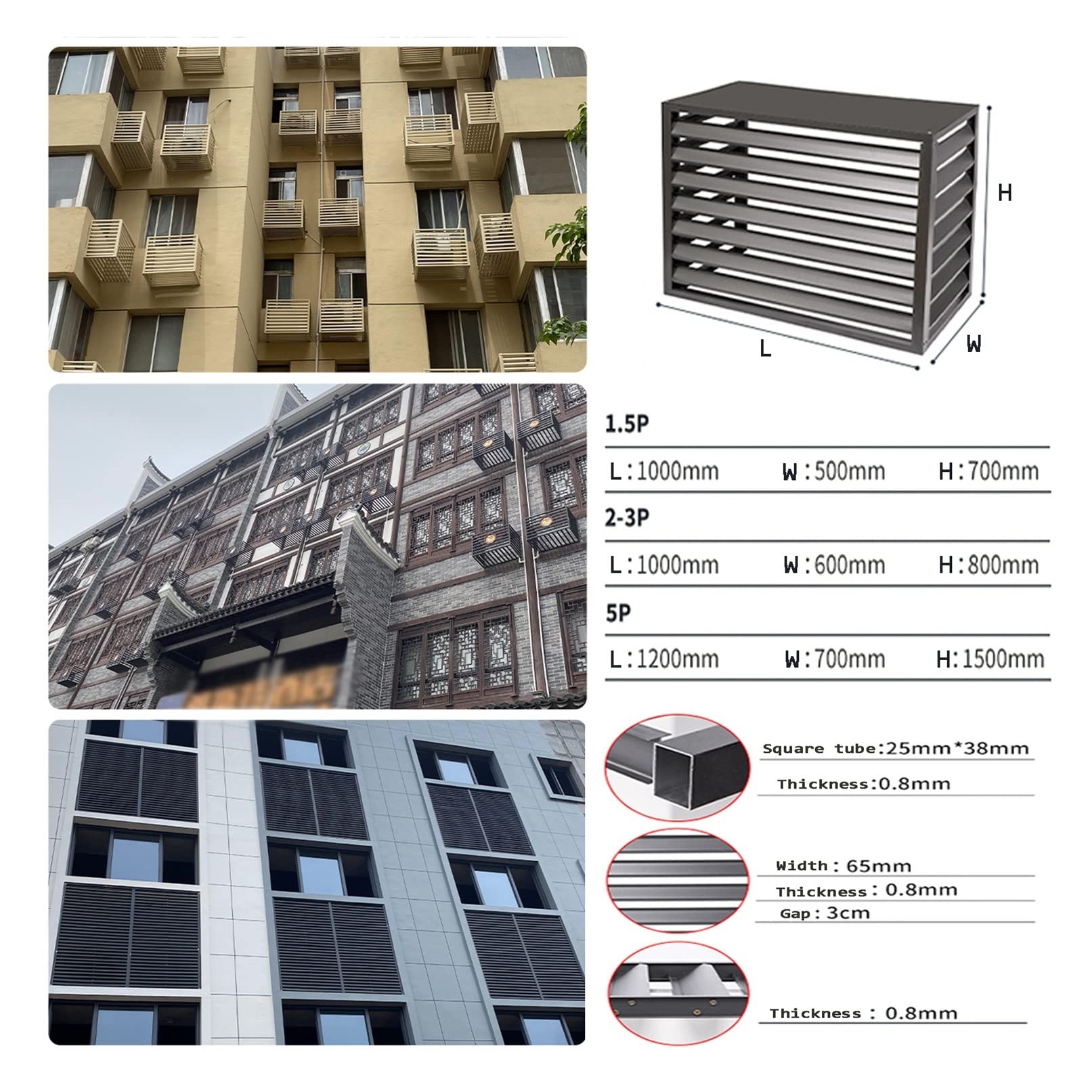 Odporna na warunki atmosferyczne aluminiowa osłona klimatyzatora - ochrona przed kurzem dla dzielonych klimatyzatorów na zewnątrz osłona do domu czarna - Sk & Functal Design