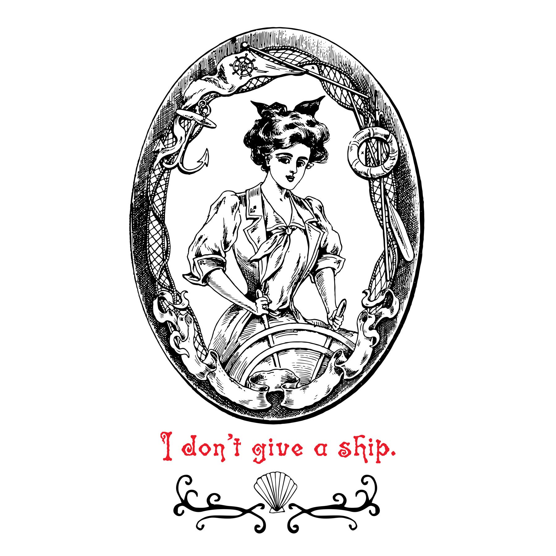 Quote Don't Give a Ship Lady Captain Large Wall Art Print