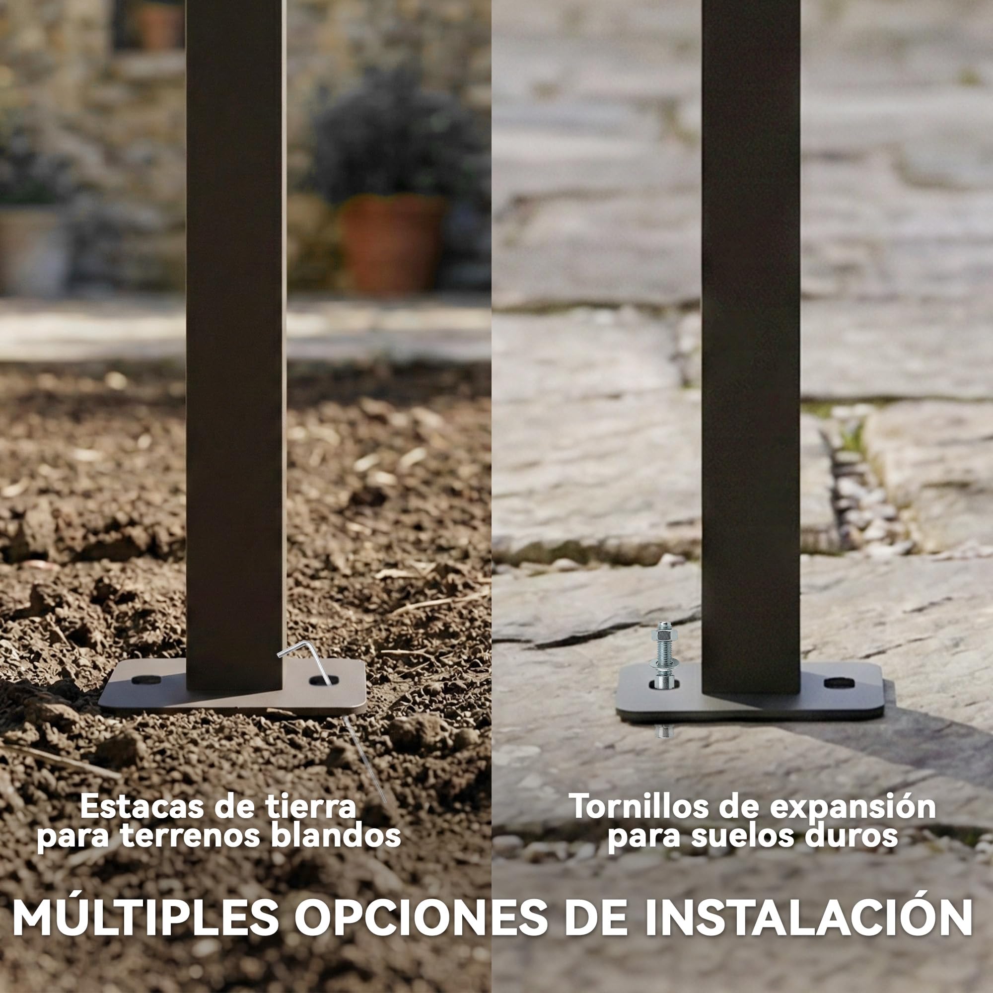 Outsunny Pérgola de Pared de Jardín 4x3 m, Cenador de Jardín con Techo Retráctil, Protección UPF30+, Orificios de Drenaje y Estructura Metálica, Pabellón para Patio, Terraza, Exterior, Blanco Crema — view 6