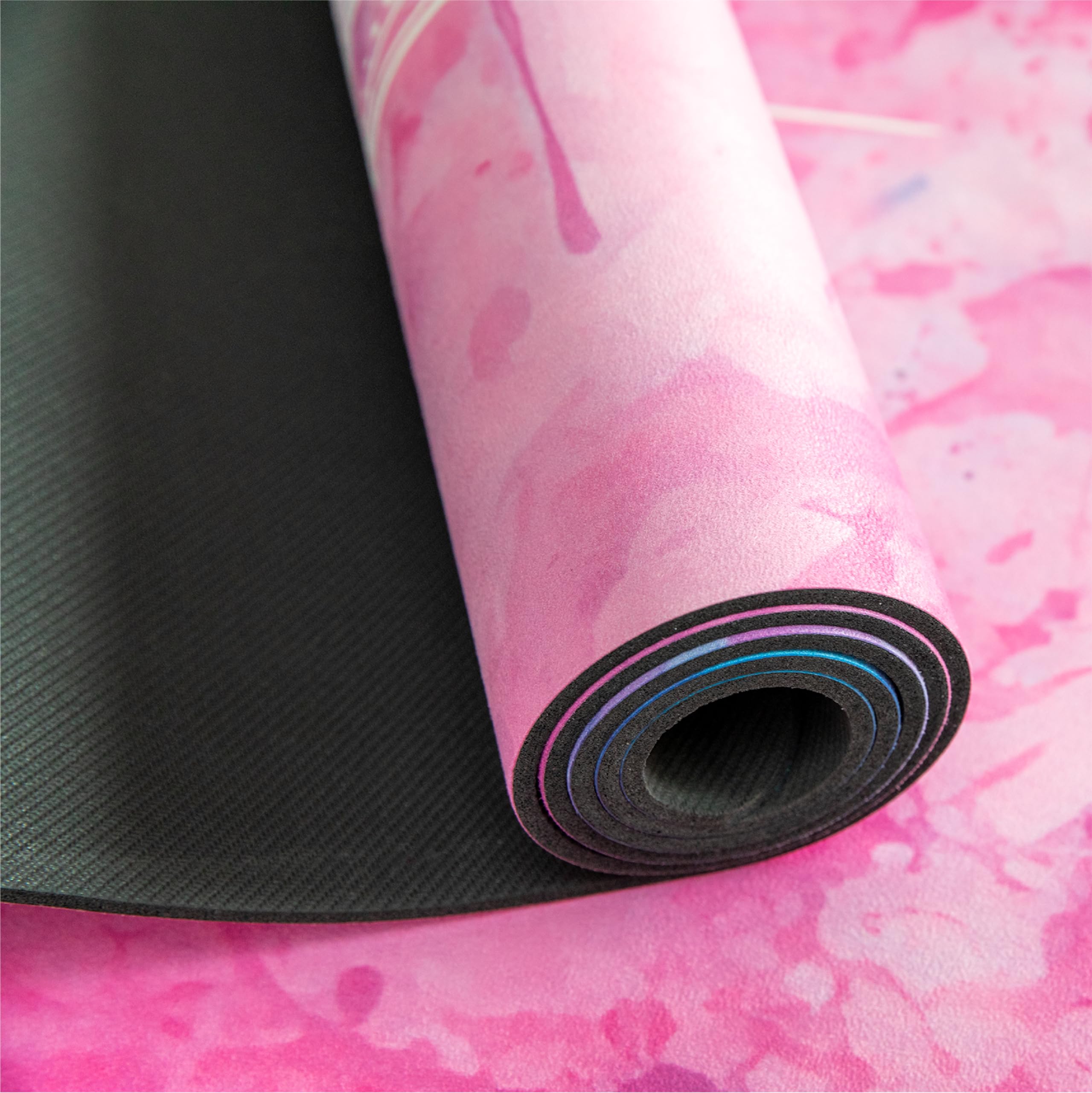 Premium Yogamatte: echter Naturkautschuk rutschfest & weiche rutschfeste Mikrofaser, extra-breit, extra-dick (183x68x0,5cm), Tragegurt & Strap, auch Pilates-Matte