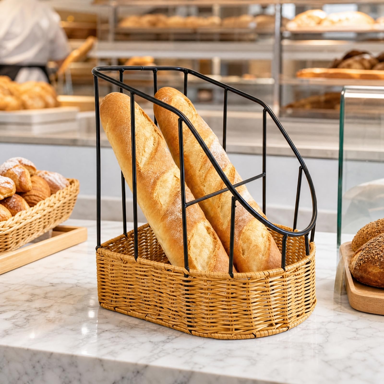 Cestino per Tige in Metallo e Ventilato Cestino Pane con Struttura Aperta Facile da Pulire Tavola per, Buffet, Stile D