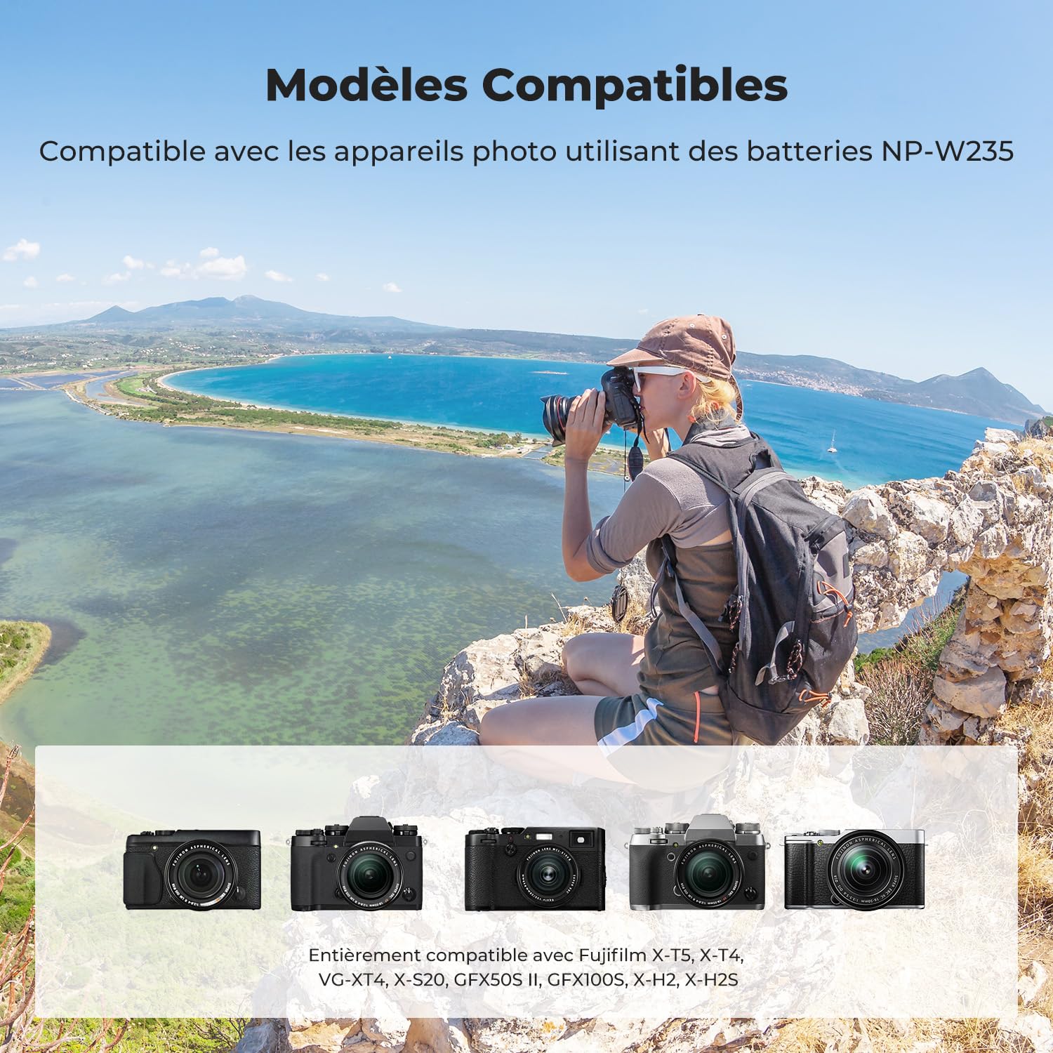 K&F CONCEPT NP-W235 Batterie avec Connecteur de Charge Directe de Type C Compatible avec Fujifilm X-T5, X-T4, GFX 100S, X-H2S, GFX 50S II, VG-XT4 (1 Batterie)
