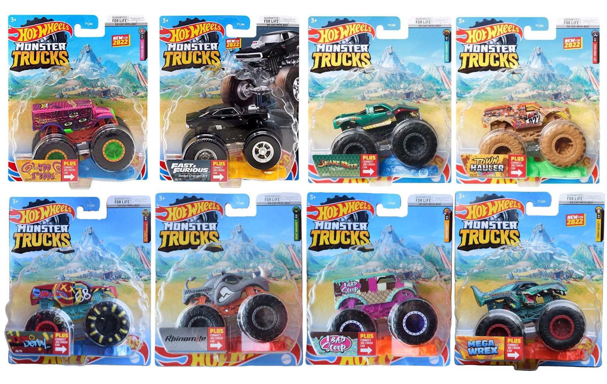 Amazon.com: Hot Wheels Monster Trucks Connect & Crash Complete Set