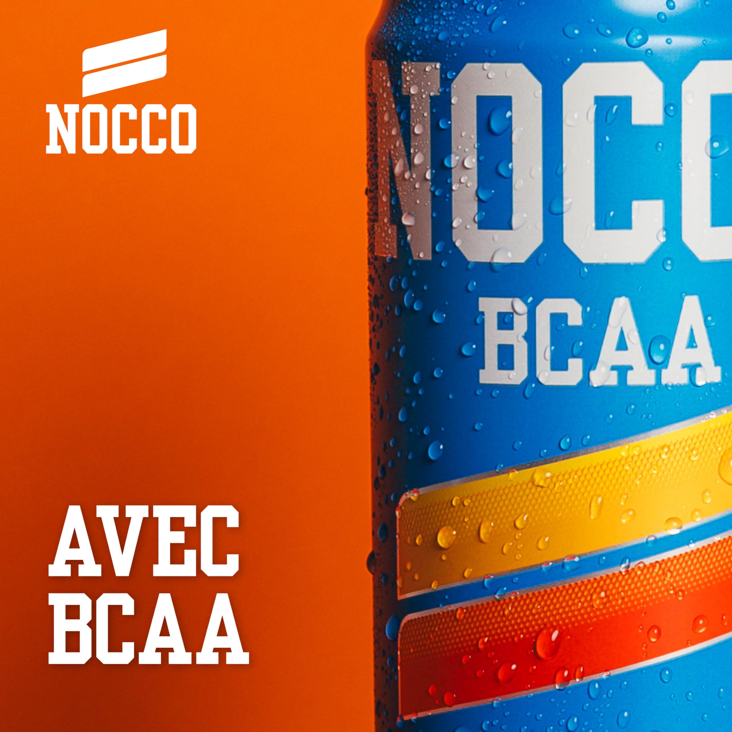 NOCCO Energiegetränk mit Blutorange, 180 mg, Koffein, 24 x 330 ml, Energiegetränke, ohne Zucker BCAA (Blood Orange Del Sol)