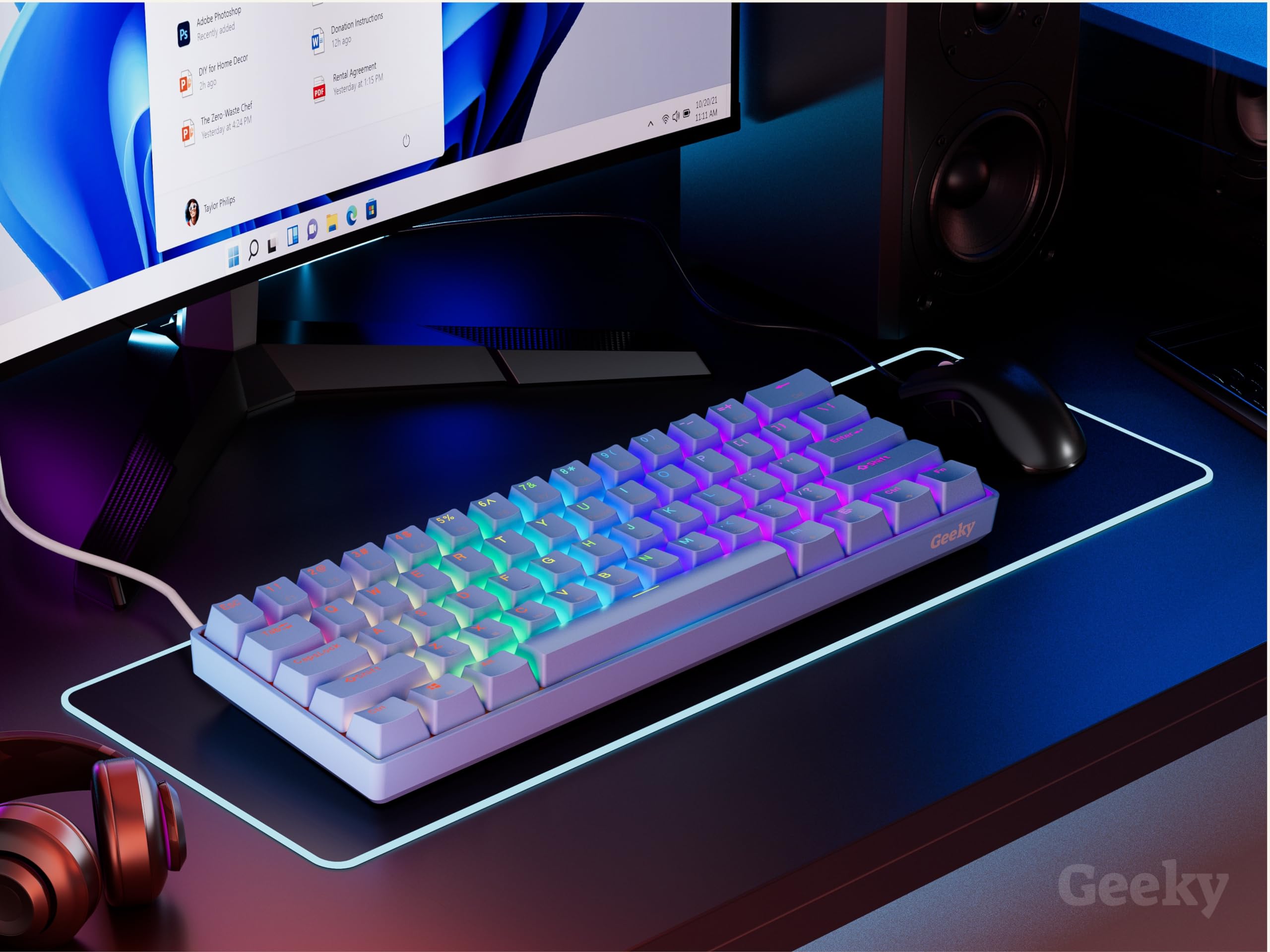 Geeky GK61 SE 60% | Teclado Ecánico De Juego | 61 Teclas Ulticolor