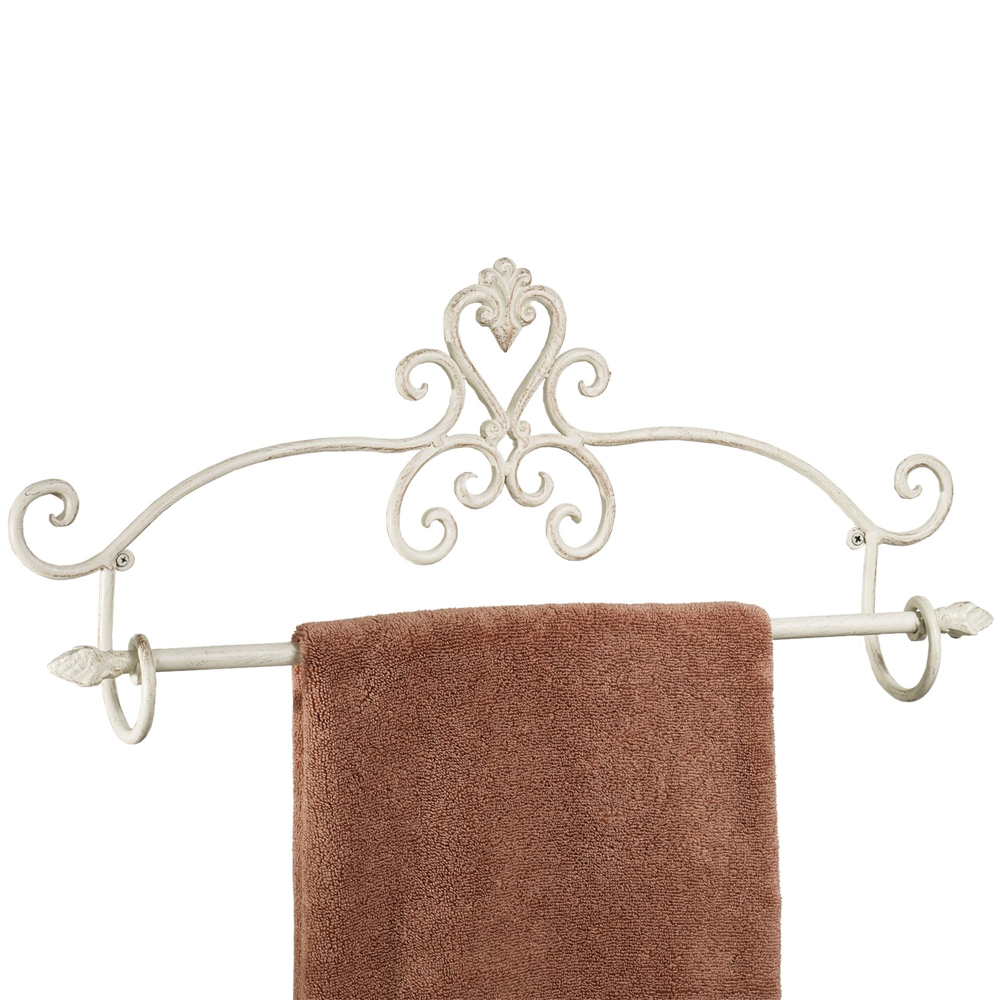 Touch of Class Aldabella Scroll Wall Mount Towel Bar - Metal - Creamy Gold Finish - 24 Inch Wide Rack for Bathroom, En Suite, Kitchen, Bar, Restaurant - Decor for Organization & Ease