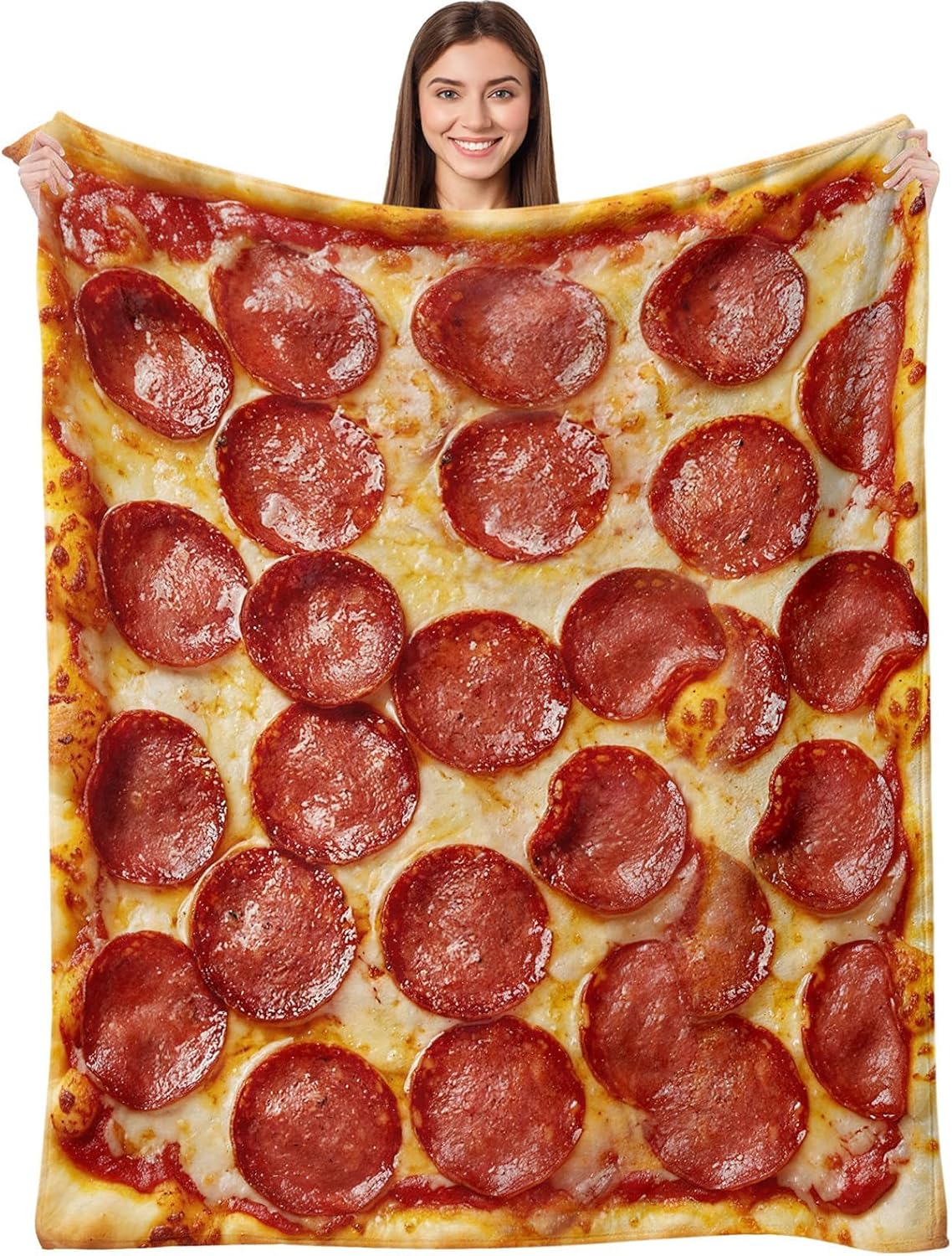 Realistic Pizza Throw Blanket, Super Soft Warm Flannel Fleece Nap Food Blankets for Couch Dorm Sofa Room, Funny Gag Gifts for Teenage Boys and Girls, 50×60 inch