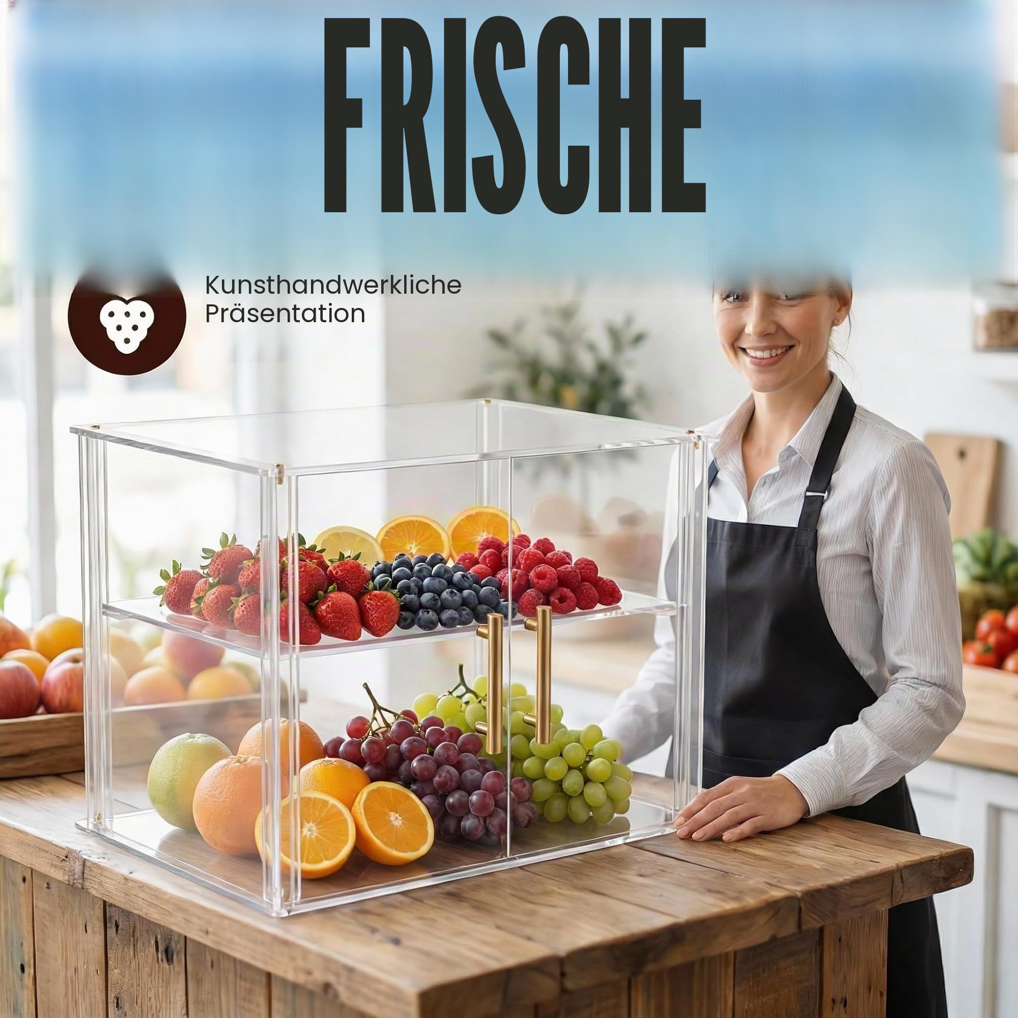 2-stöckige Bäckerei-Vitrine mit magnetischer Tür, Acryl, transparent, für Küche, Arbeitsplatte, Lebensmittelvitrine, hält frisch für Donut-Bagels, Kuchen, Kekse (2-stöckige Vitrine)