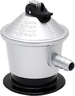 Com-Gas M10488 - Pressure Reducing Valve for Butane Gas Cylinder K-30, Silver and Black, 7.00x7.00x10.00 cm