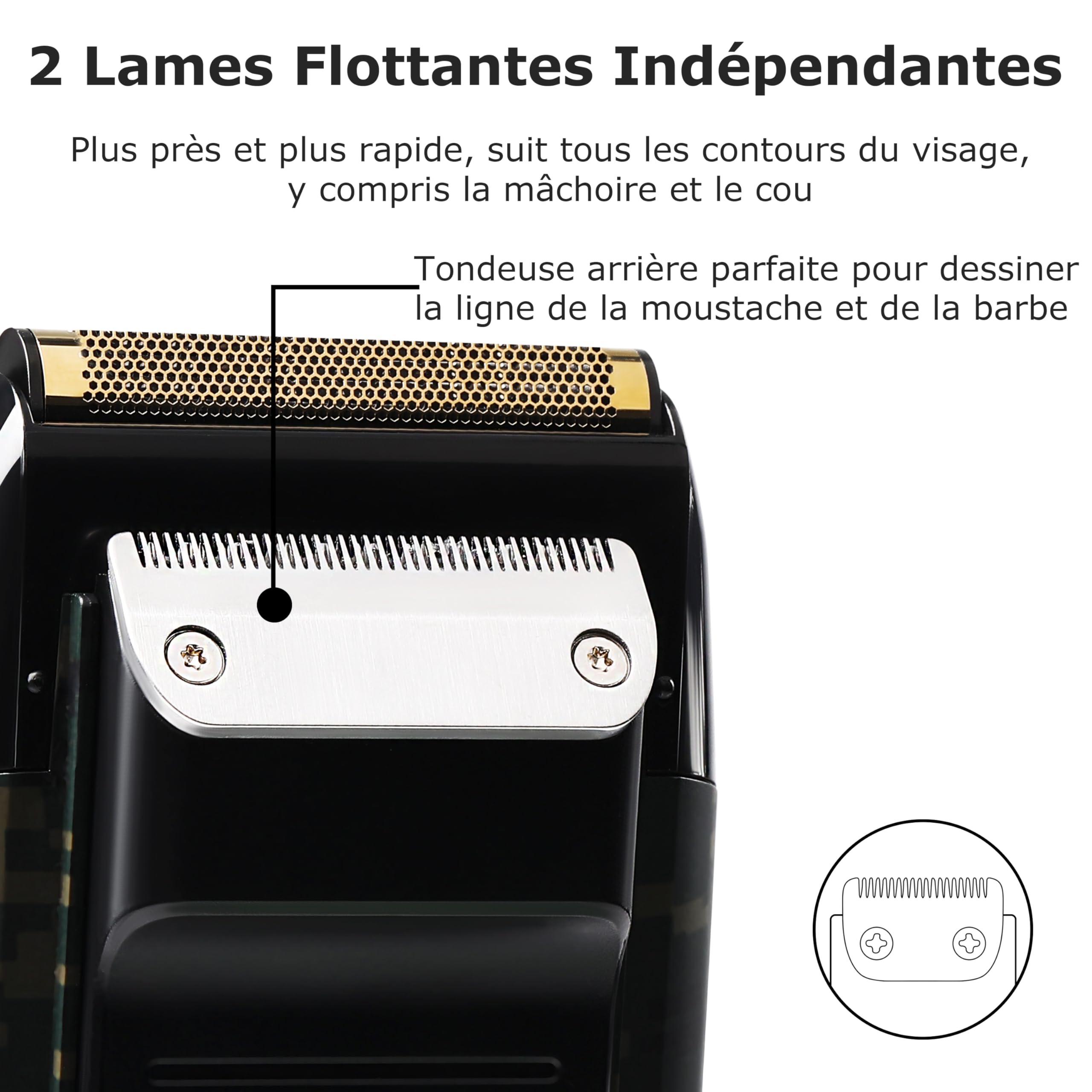 KEMEI Rasoir à grille pour homme Rasoir électrique pour tête chauve Shaver Homme sans fil avec affichage LED Cadeau pour la fête des pères