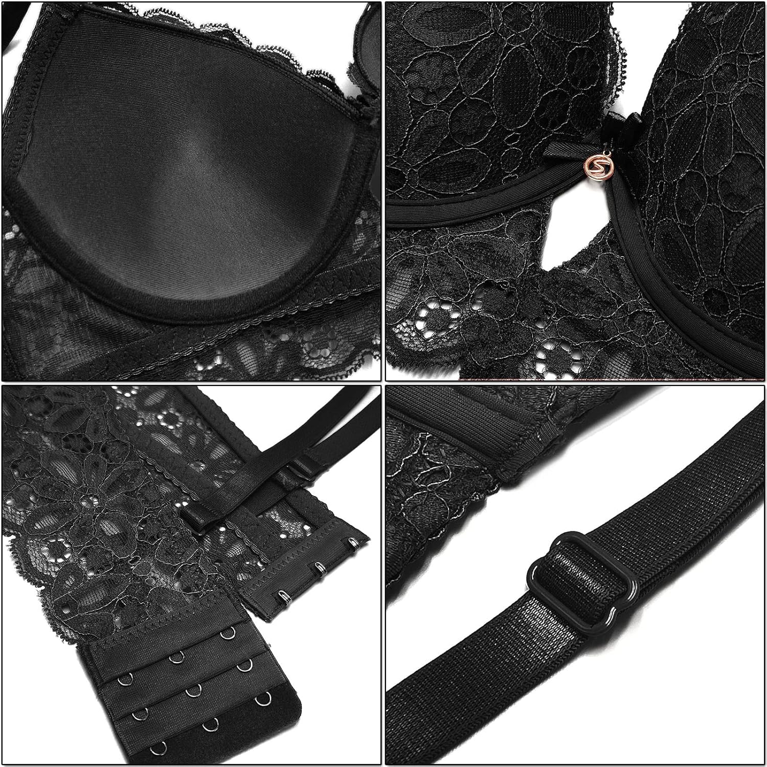 SHEKINI Women Lingerie Set Lace Underwire Bra and Panty Sets Two Pieces Push Up Bras Cut Out Matching Thong