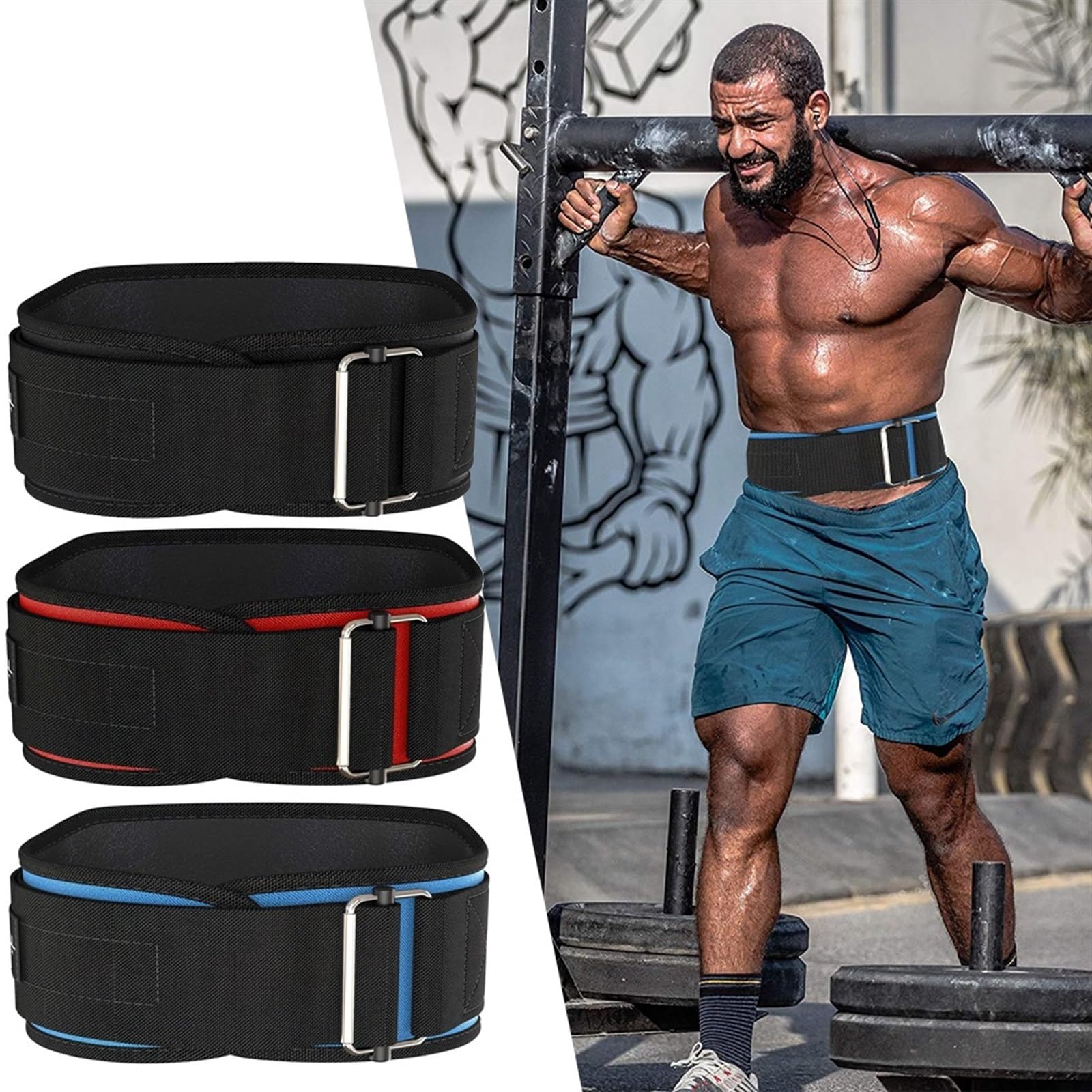 Cintura Powerlifting Cintura for sollevamento pesi autobloccante - Cintura for sollevamento pesi for fitness funzionale serio - Cintura for allenamento for stacco di supporto for il sollevamento(Blue,