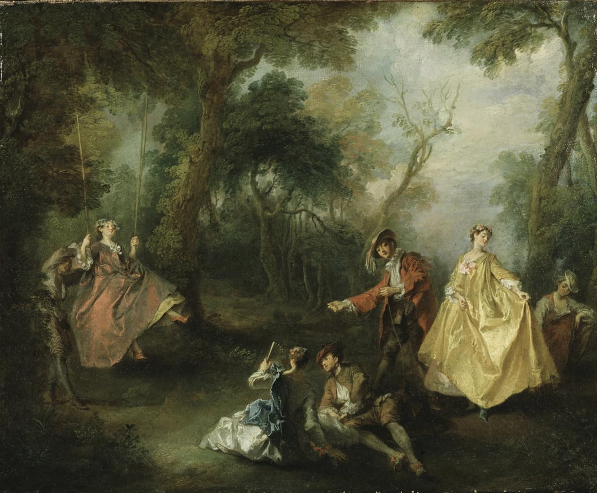 ARTXLXXBN Famous Art Print Poster Vintage Wall Art the Swing by Nicolas Lancret Canvas Art Poster for Home Decor 60x90cm