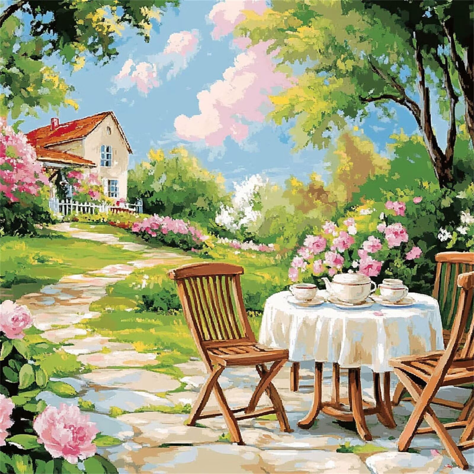 Diamond Painting Adulti, Giardino Diamond Painting Kit Completo, 5D Pittura Diamante Bambini Attività Manuale Creativa e Idea Regalo, Diamantini Crystal Art Tela Fai Da Te Kit 70x70cm Primavera FX#731