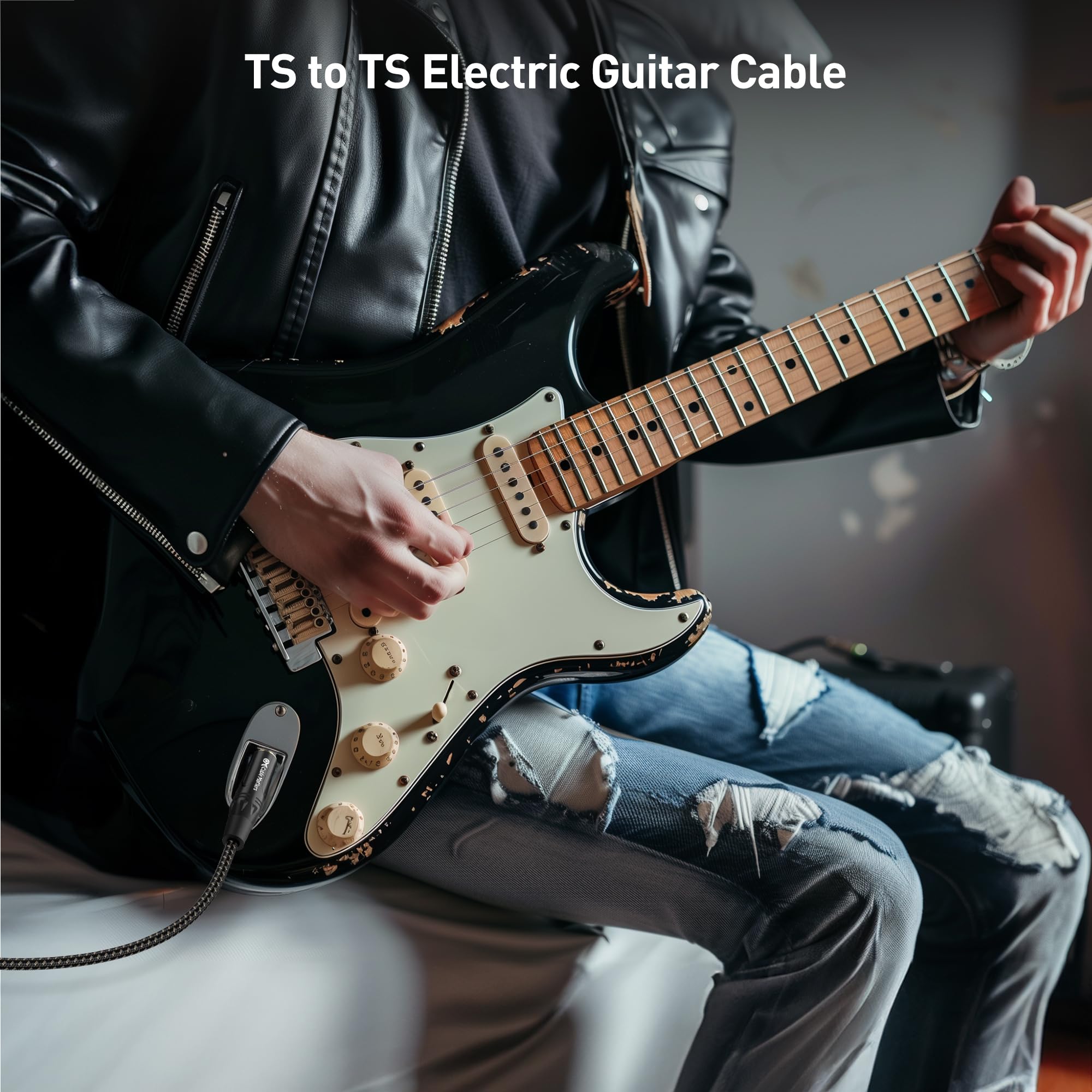 Cable Matters Confezione da 2 cavi intrecciati da 1/4 di pollice lungo TS a TS per chitarra elettrica, cavo amplificatore per chitarra, cavo strumento per chitarra elettrica, mandolino
