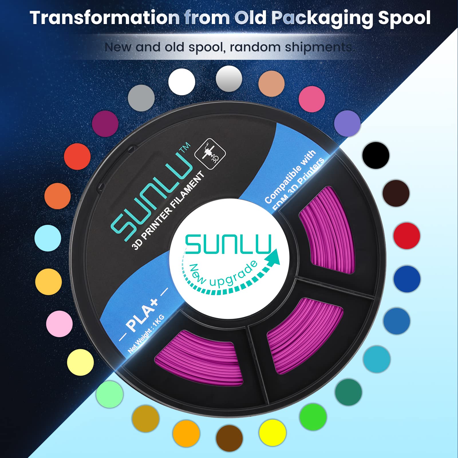 SUNLU Filamento PLA+ 1.75 mm per Stampante 3D e Penne 3D, Filamento PLA Plus 1KG,Neatly Wound, Precisione di Tolleranza del Filamento +/- 0.02 mm (Fucsia)
