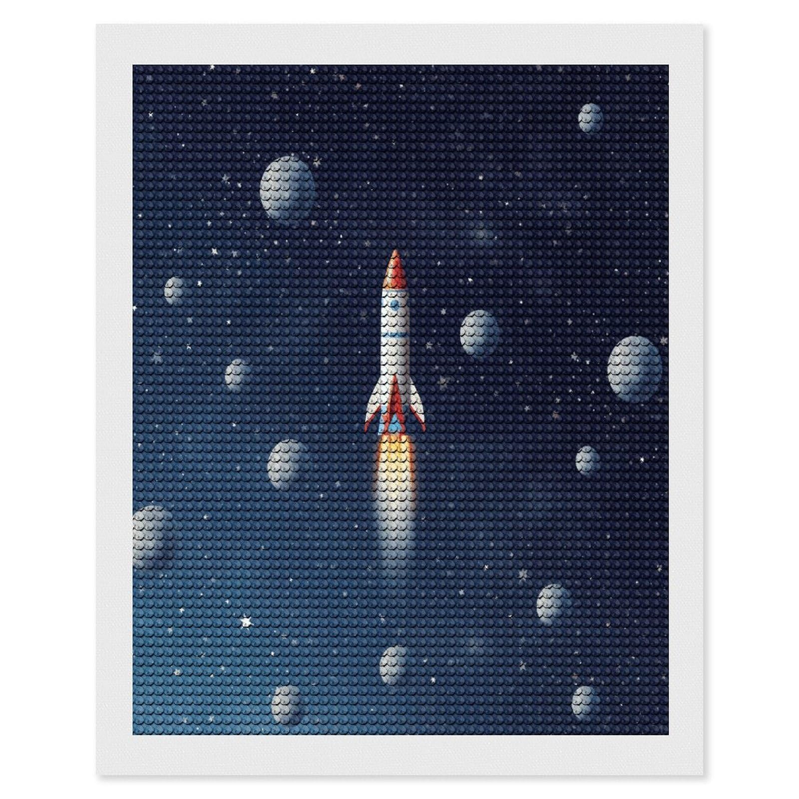 VstaDank Rocket in Space Diamond Painting Kits Exquisite DIY Full Round Drill Diamond Dots Painting for Adults Beginner Diamond Photo Paint with Diamond Picture Art Wall Decor 16"x20"