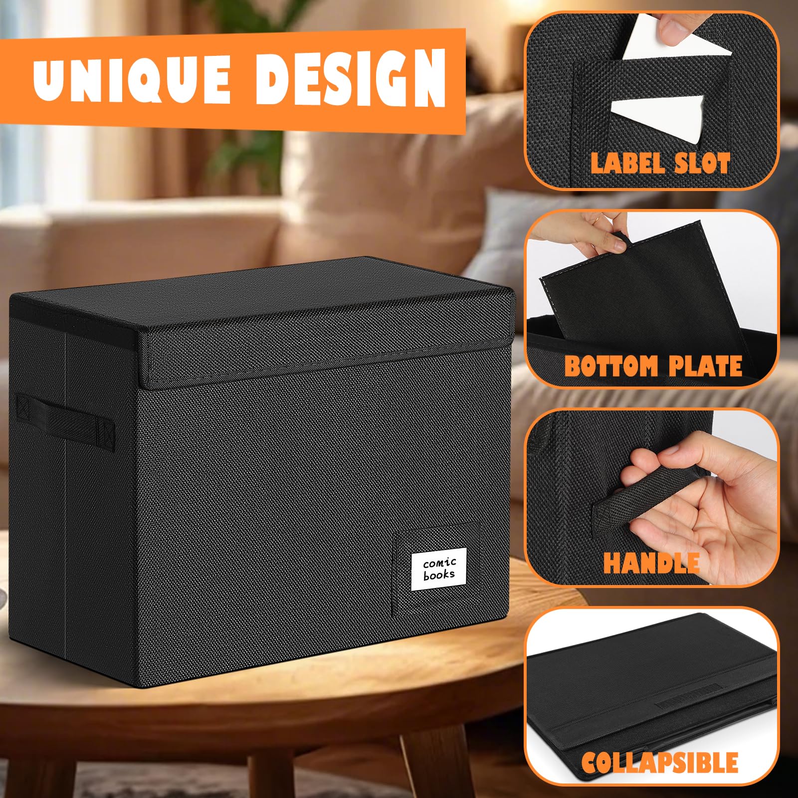 Leffis Comic Book Storage Box 15 5 X 7 5 X 11 3 Collapsible Comic Short Box with — view 6