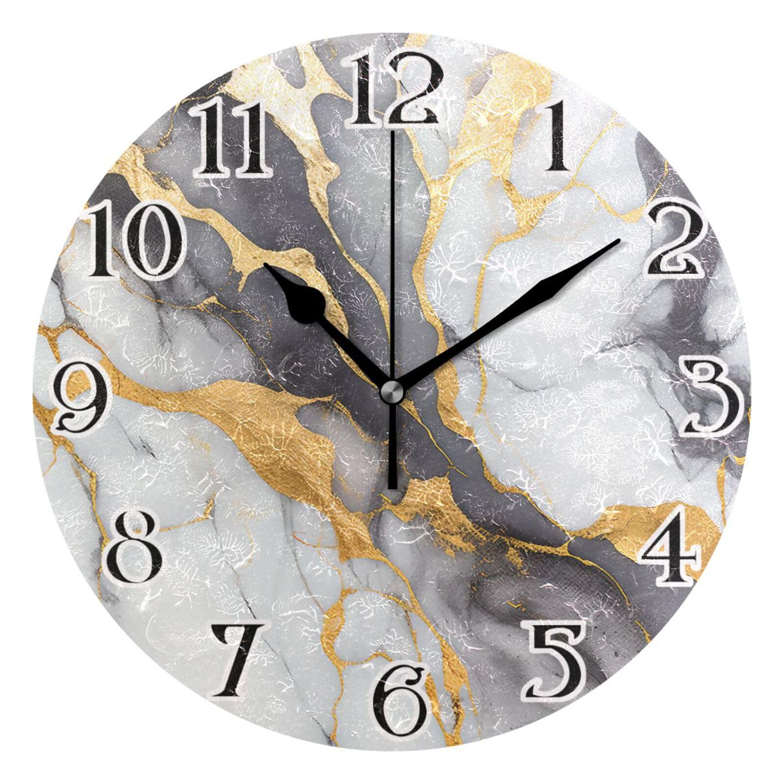 Horloge décorative pour la cuisine et la maison - Pendule marbre gris chic pour salon