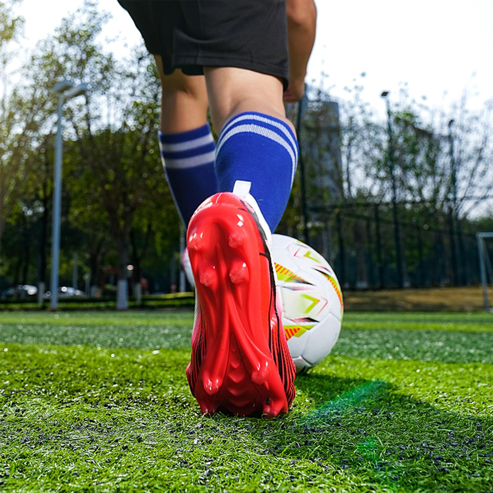 Men's High Top Soccer Shoes FG Long Spikes Adult Football Shoes Lightweight Professional Athletic Training