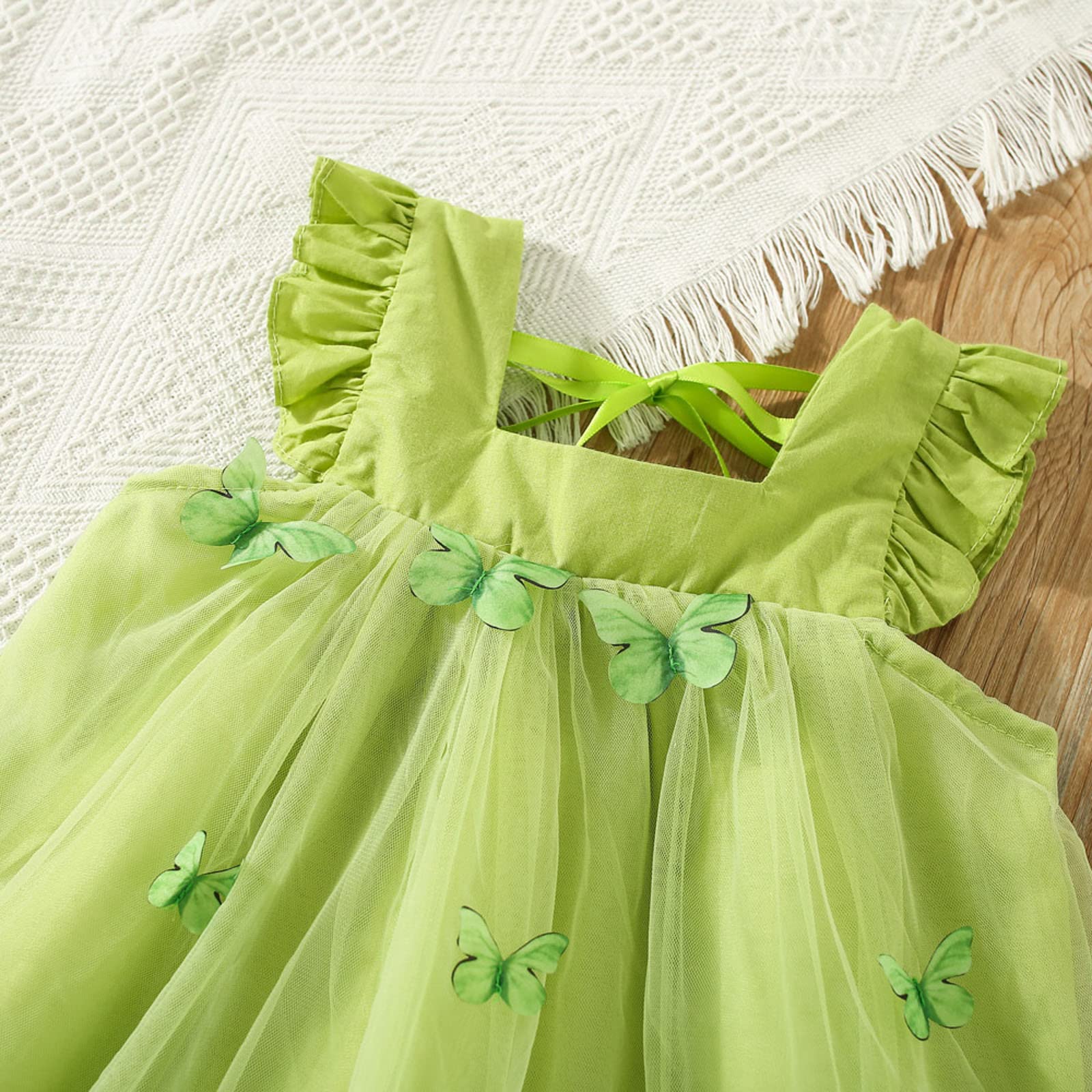 18 month green dress Toddler Girls Fly Sleeve Butterfly Tulle Ruffles Dance Party Princess Dresses Clothes (Green, 12-18 Months) : Clothing, Shoes & Jewelry GGBS0407 The tiered full circle loose long sleeve dress Color:Teal/Pur/Gry