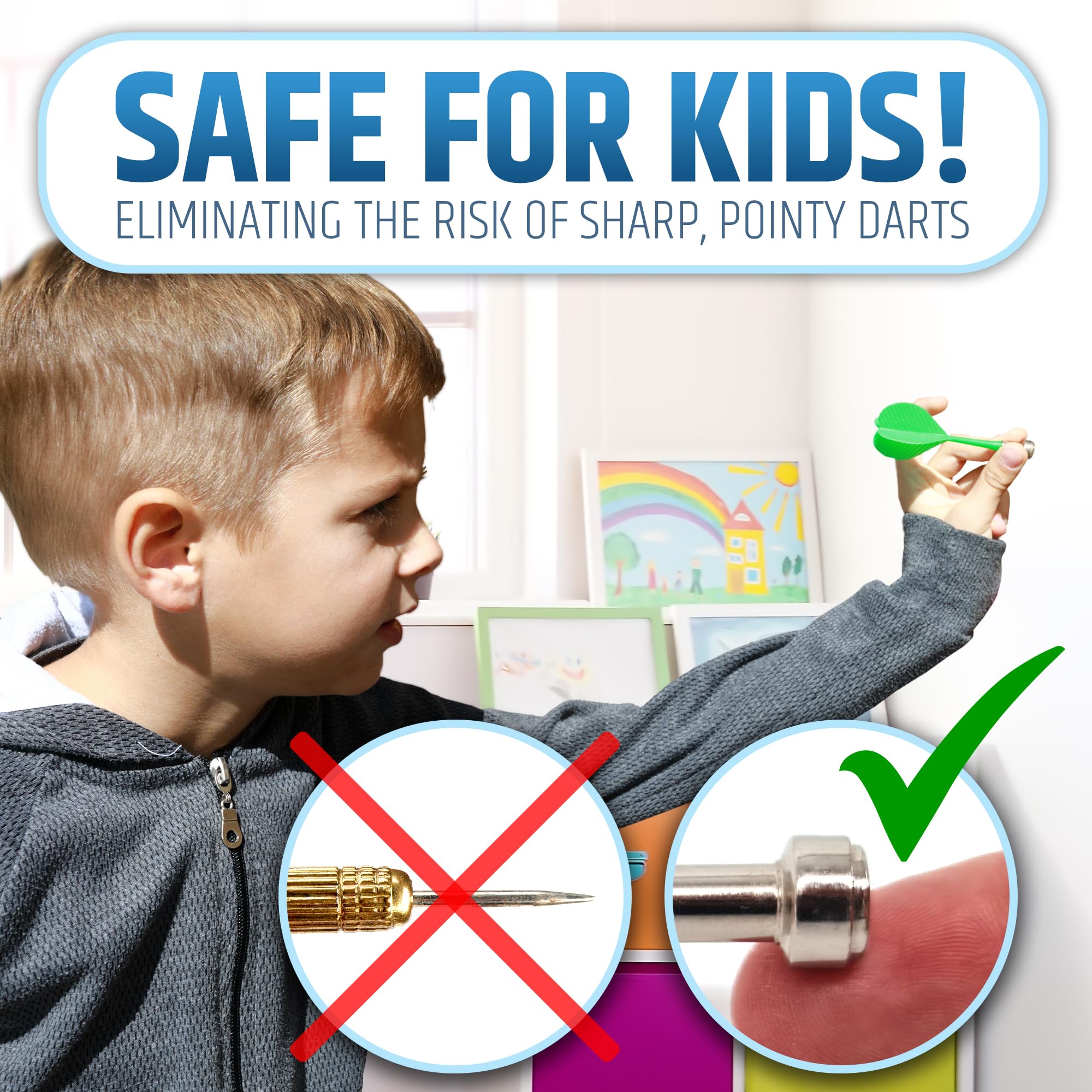 Large & Safe Magnetic Dart Board (Wooden Frame) for Kids & Adults, Fun Game for Up to 4 Players - Image 2