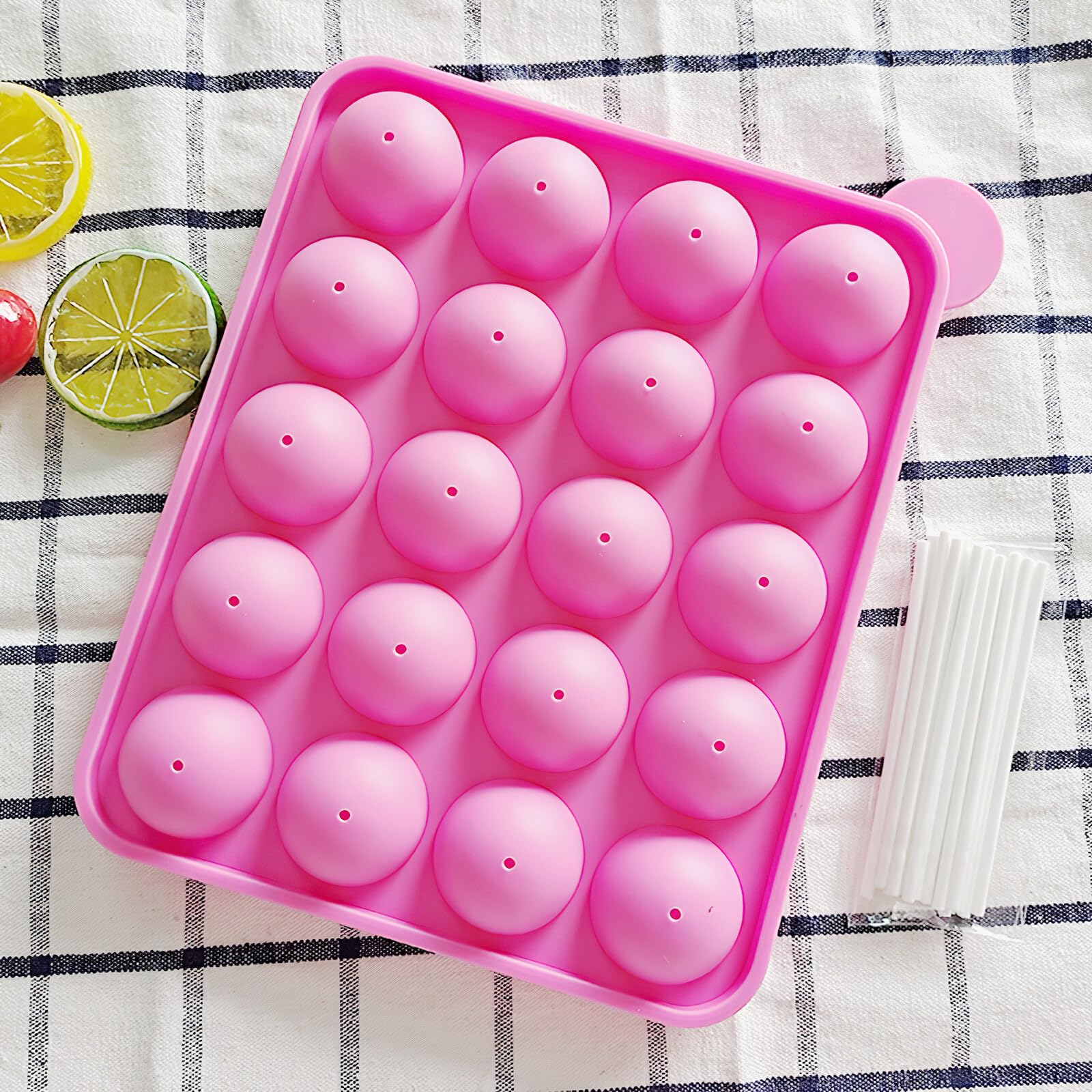 Moule à cake pop, rond, en silicone, à 20 trous, avec 100 batons Pop Cake, 100 paquets de bonbons, présentoir à mesurer, pour cakes, bonbons, gelée et chocolat