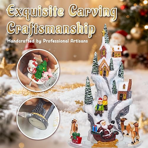 Miniatura 2 de Globo de nieve musical de Navidad, grandes globos de nieve de Santa Village, caja de música con temporizador de 6 horas, regalo de decoración de