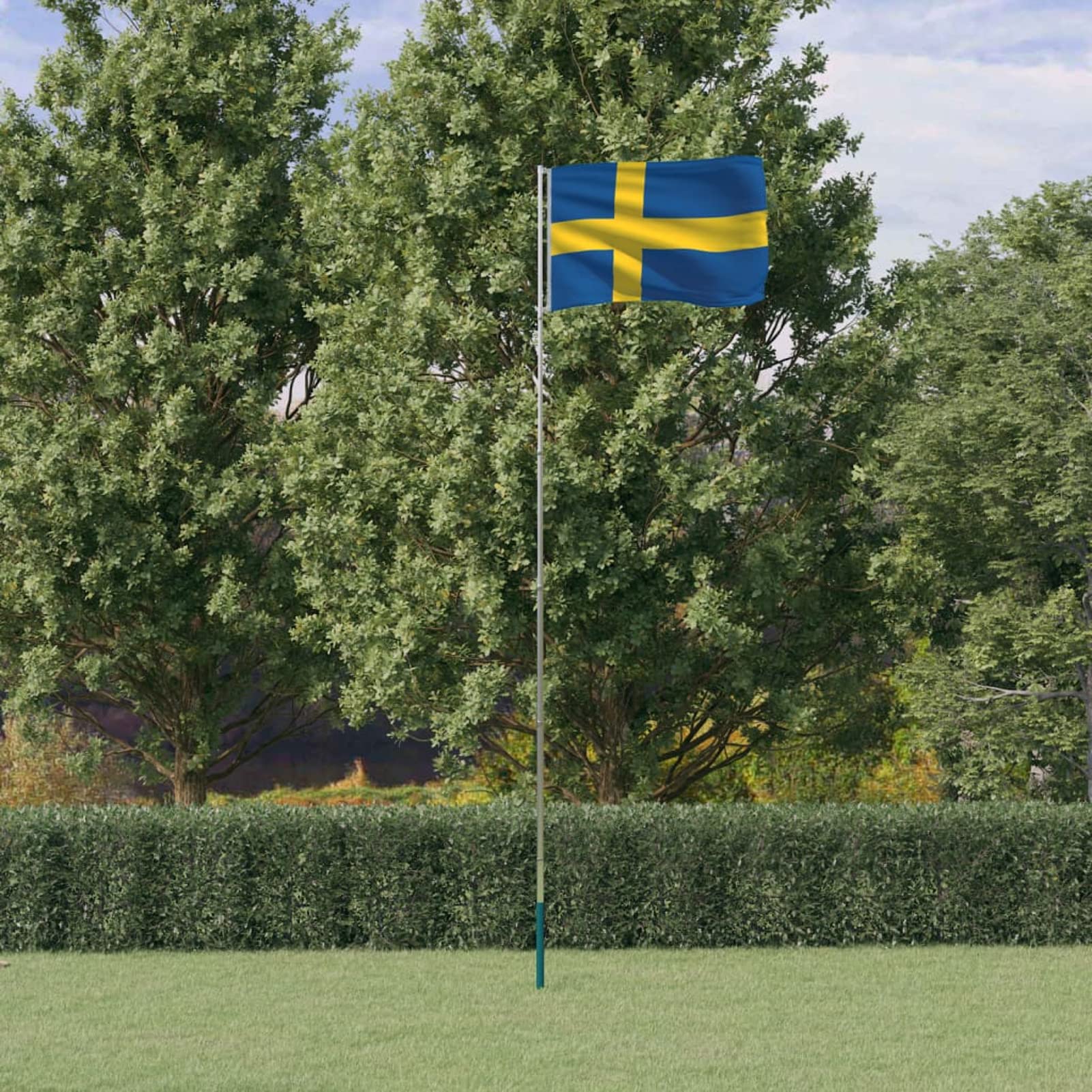 Mástil y bandera de Suecia aluminio 5,55 m, ZEYUAN Mastil Bandera Exterior, Asta De Bandera