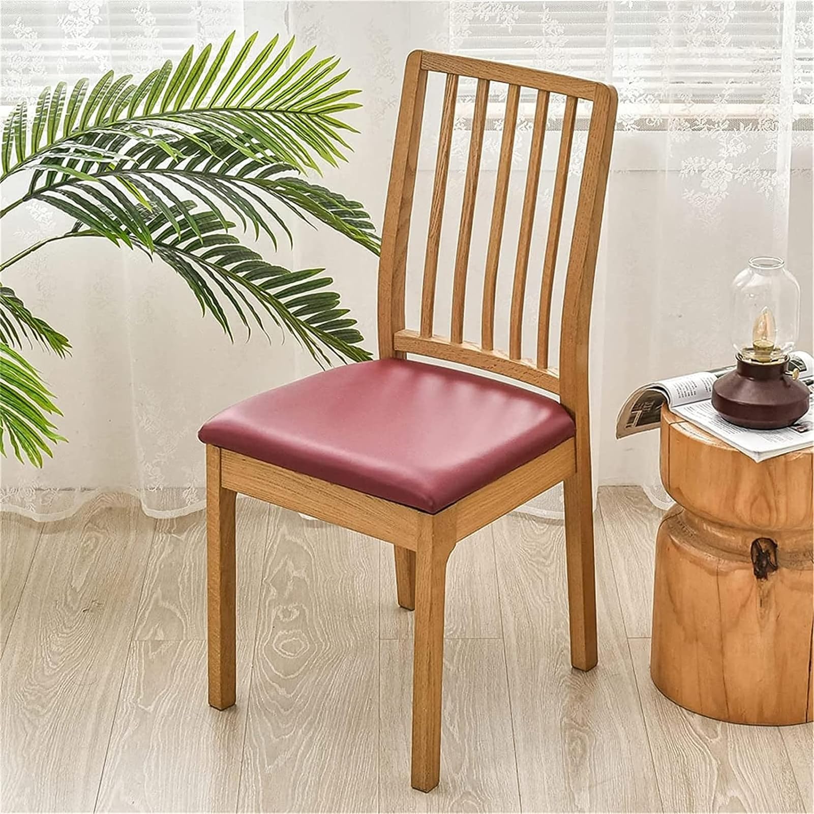 Esszimmerstuhl Sitzbezüge, Stuhlbezug Sitzfläche Weich Sitzbezug Stuhl Stretch-sitzbezüge, Stuhlbezug Sitzfläche Weich Sitzbezug Stuhl (Burgundisch,6er Set)