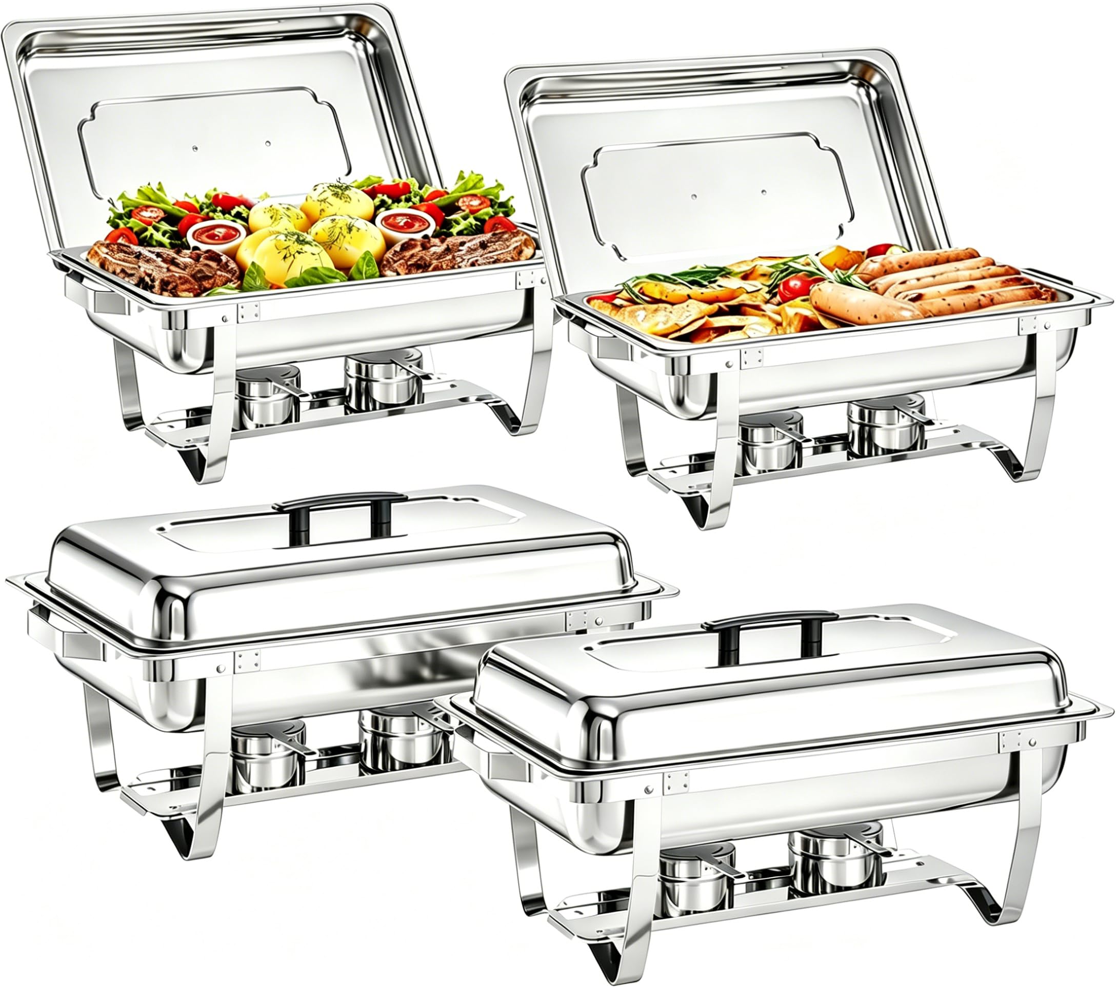 2er-Set Chafing Dish Buffet-Wärmer – 9L Edelstahl, Mit Deckeln, Klappbaren Gestellen, Für Partys & Catering