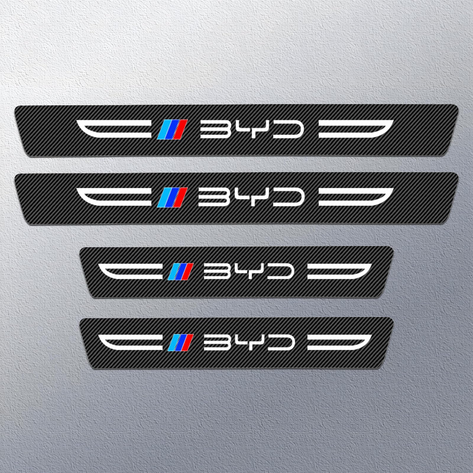 Wenineties Normal Car Door Sill Protector For Byd Dolphin Surf 2026 2025 Accessories, (4 Pcs) Lighting Effect - Carbon Fibre Car Sill Protectors Strips Welcome Pedal Protector Cover