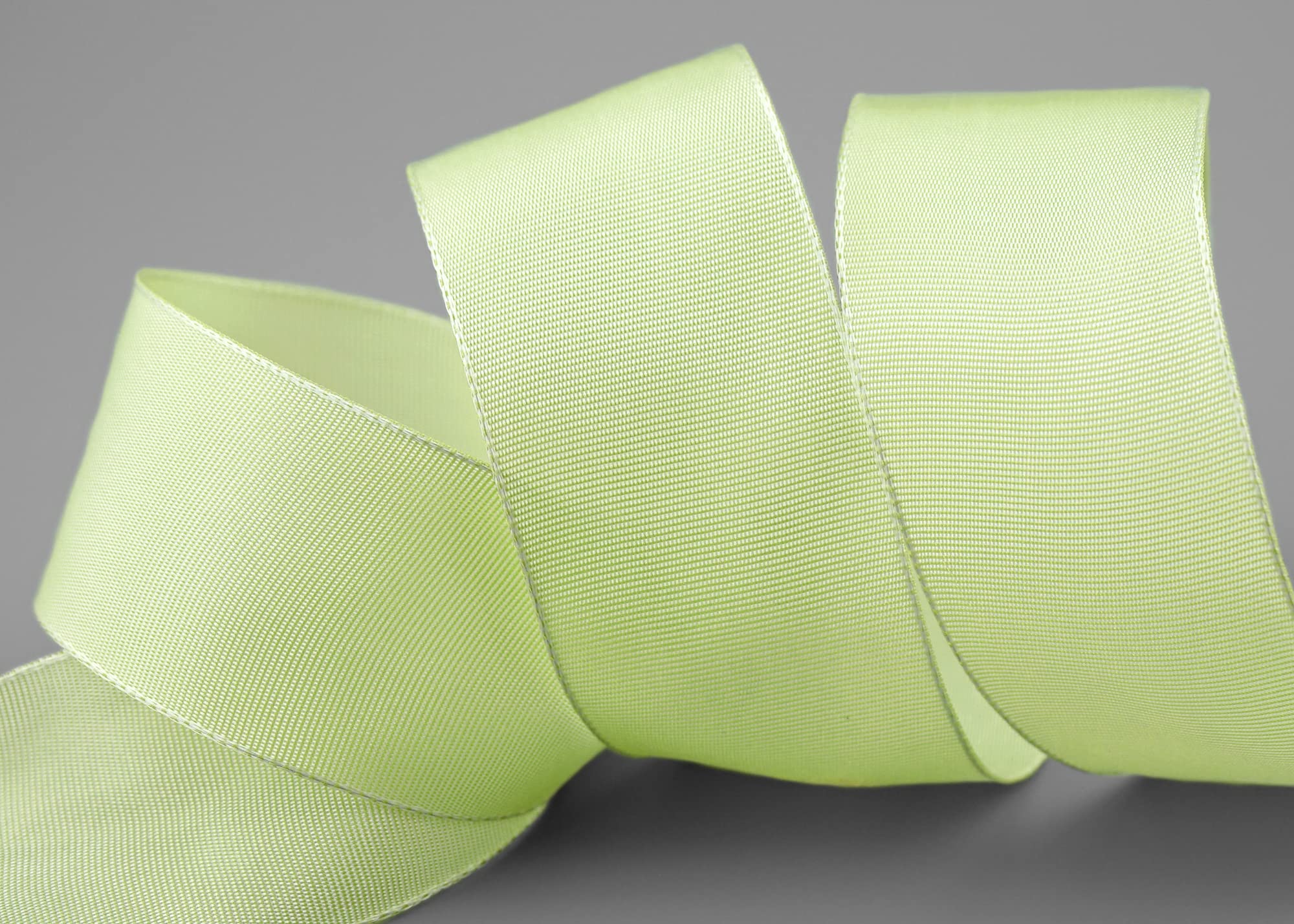 25 m x 40 mm Wired Edge Ribbon LEO Light Yellow Lemon Green (105) Decorative Ribbon with Wired Edges Plain Gift Ribbon Fabric Ribbon Bow Ribbon Visco Wire Made from Renewable Raw Materials - Image 3