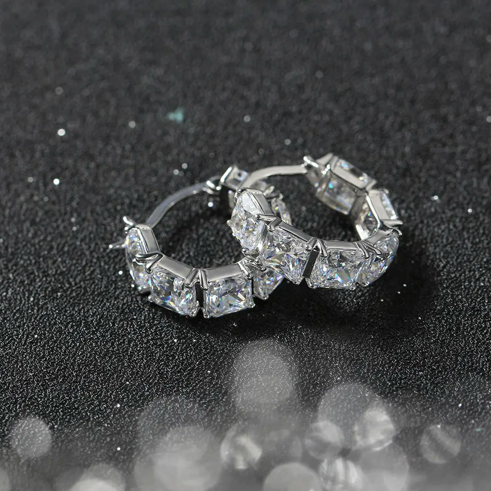 Orecchini A Cerchio Rotondi In Argento Sterling 925 Con Zirconi 8a Per Donne, Orecchini Delicati, Gioielli Regalo