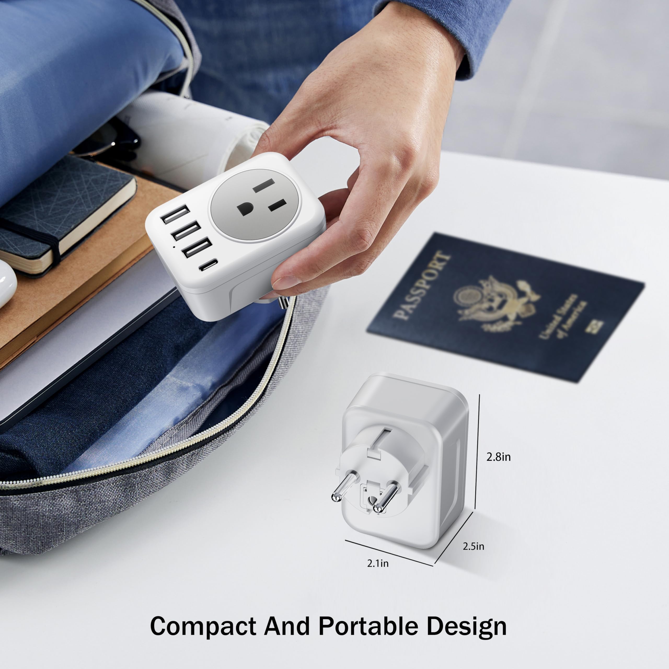 Adaptador De Enchufe Tipo F Para Europa - Conversor De Viaje Compacto, 110-250V, 16A, Material Ignífugo PC - Ideal Para Alemania Y Regiones Con Enchufe Europeo