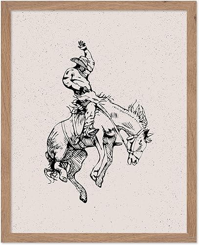 Miniatura 81 de Poster Master Póster de Rodeo marrón – Estampado retro de vaquero sobre caballo – Arte de vaquero – Arte occidental – Arte del salvaje oeste –