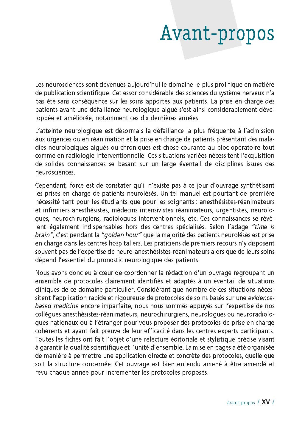 Principes et protocoles en neuro-anesthésie-réanimation: Guide pratique. Préface par Gérard Audibert