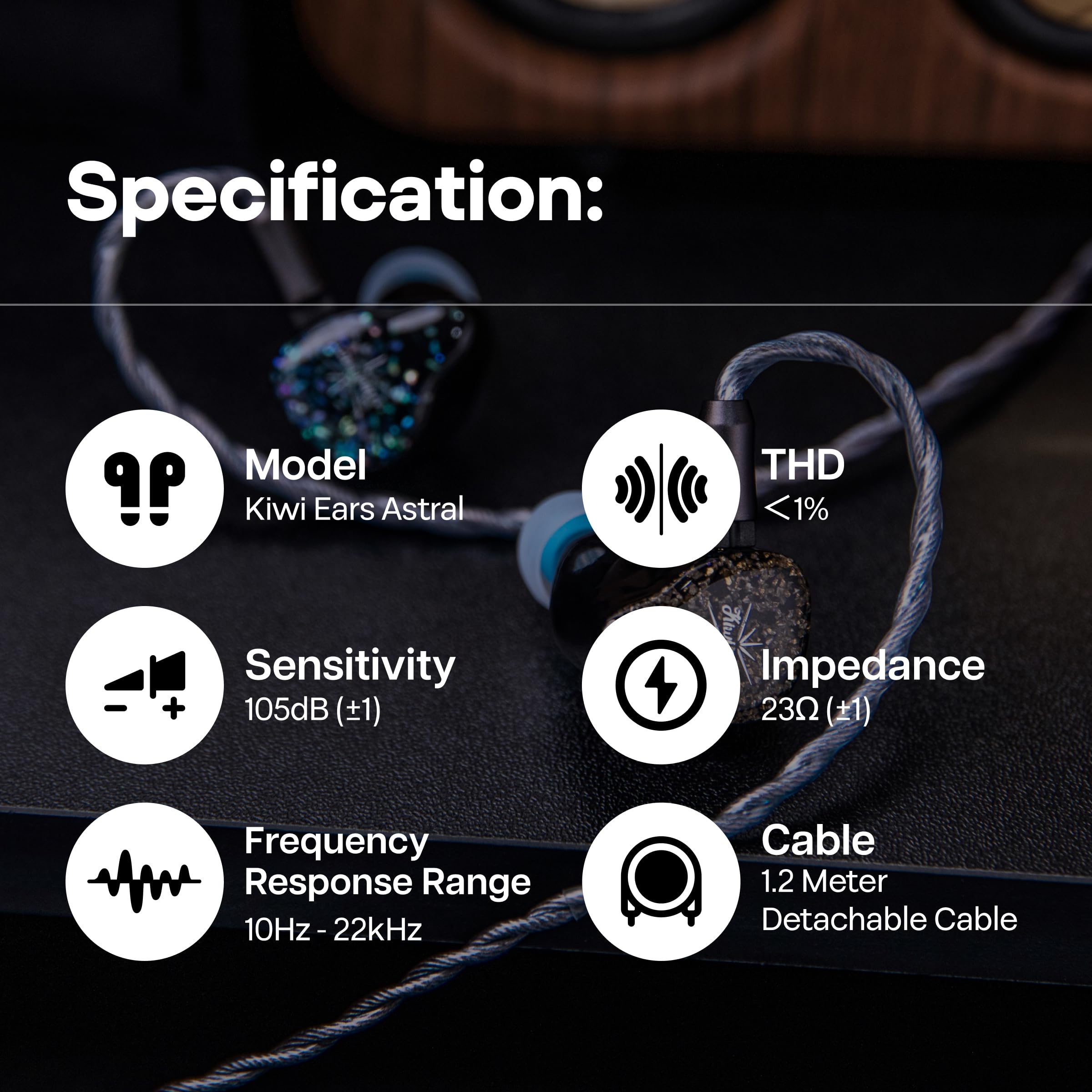 LINSOUL Kiwi Ears Astral In-Ear-Monitor, 1DD+6BA Hybrid-Ohrhörer, HiFi-Studio-Aufnahme- und Mischkopfhörer, Tragbare Gaming-IEMs für Professionelle Musikingenieure und Audiophile (Blau)
