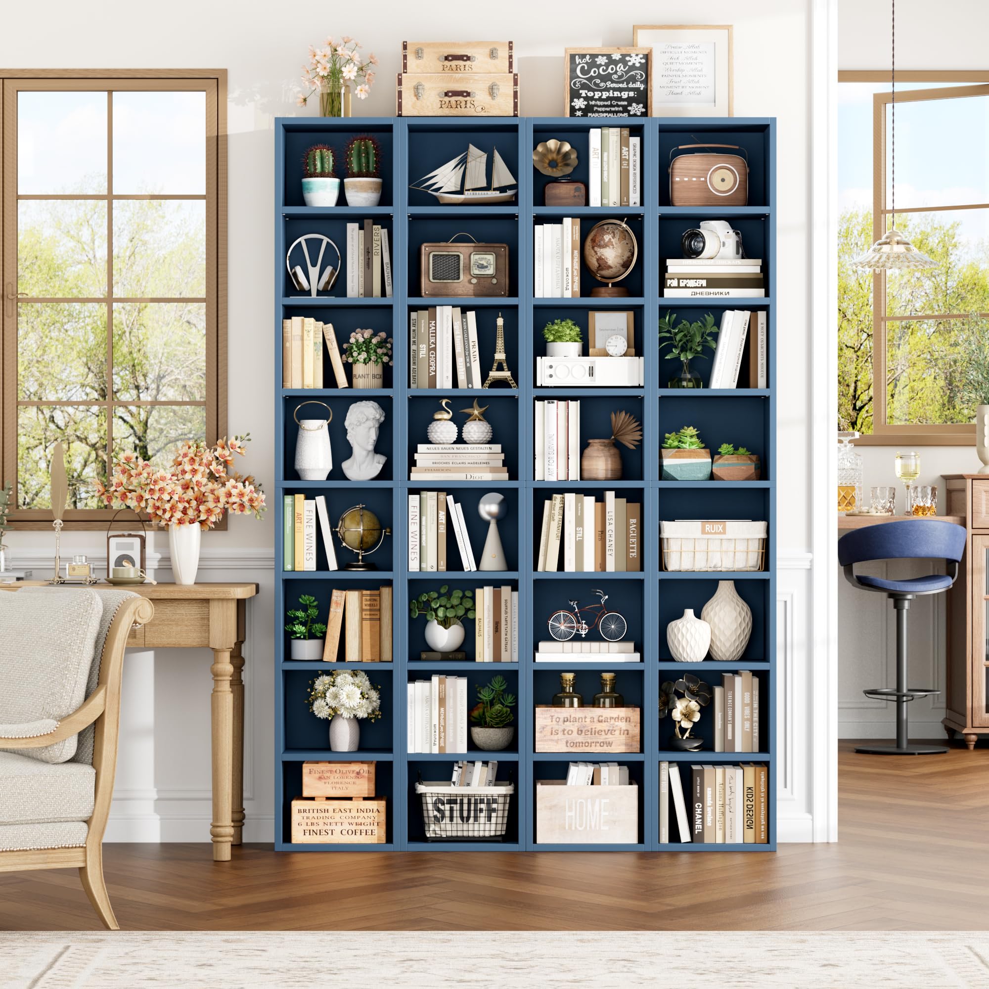 Amazon.com: FOTOSOK 2 Pcs 71'' Tall Narrow Bookshelf, 8-Tier Media