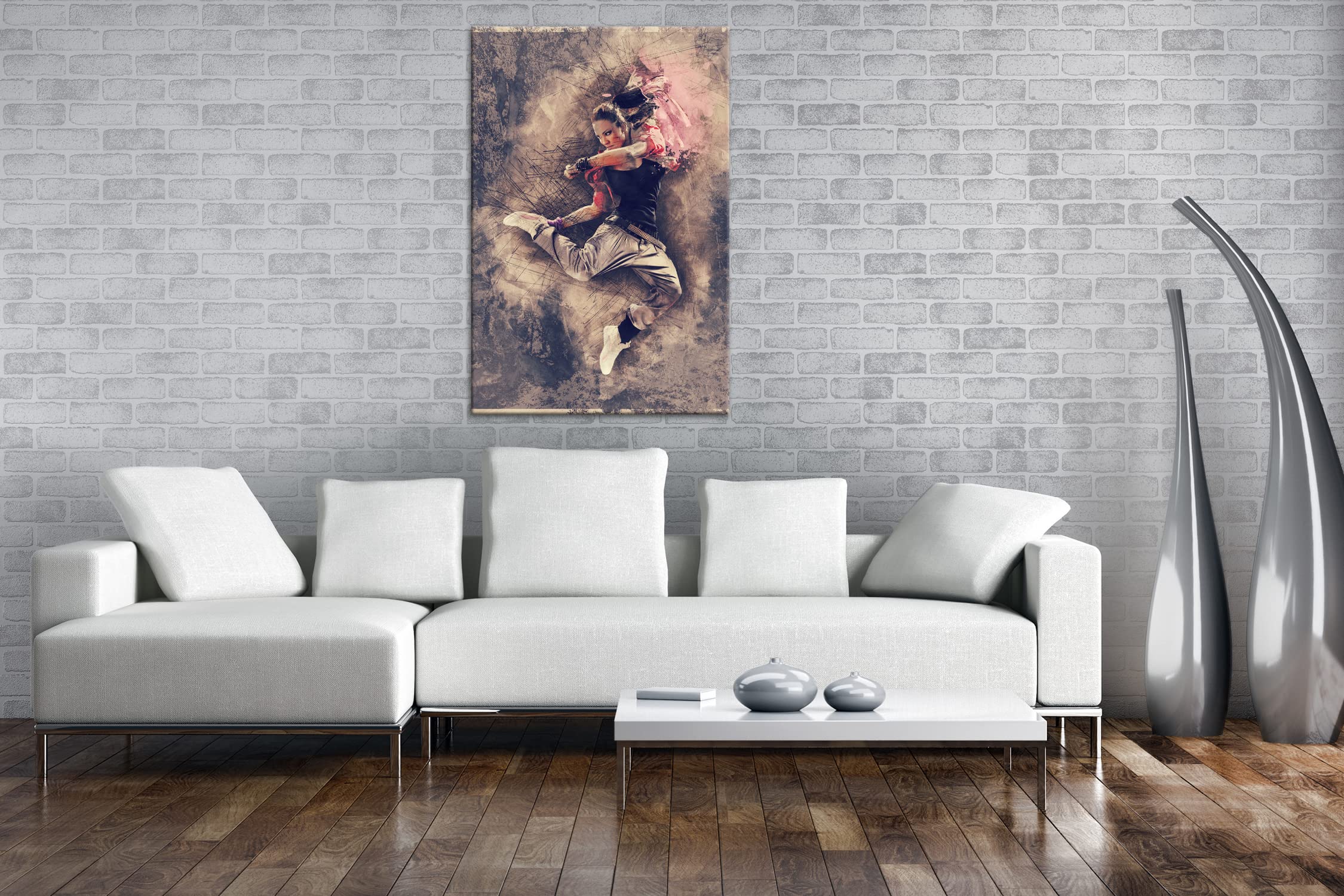 Ilustración de Mujer como Imagen de Lienzo, diseño Enmarcado en Marco de Madera auténtica, impresión Digital Marco, no es un póster o Cartel, 80x60