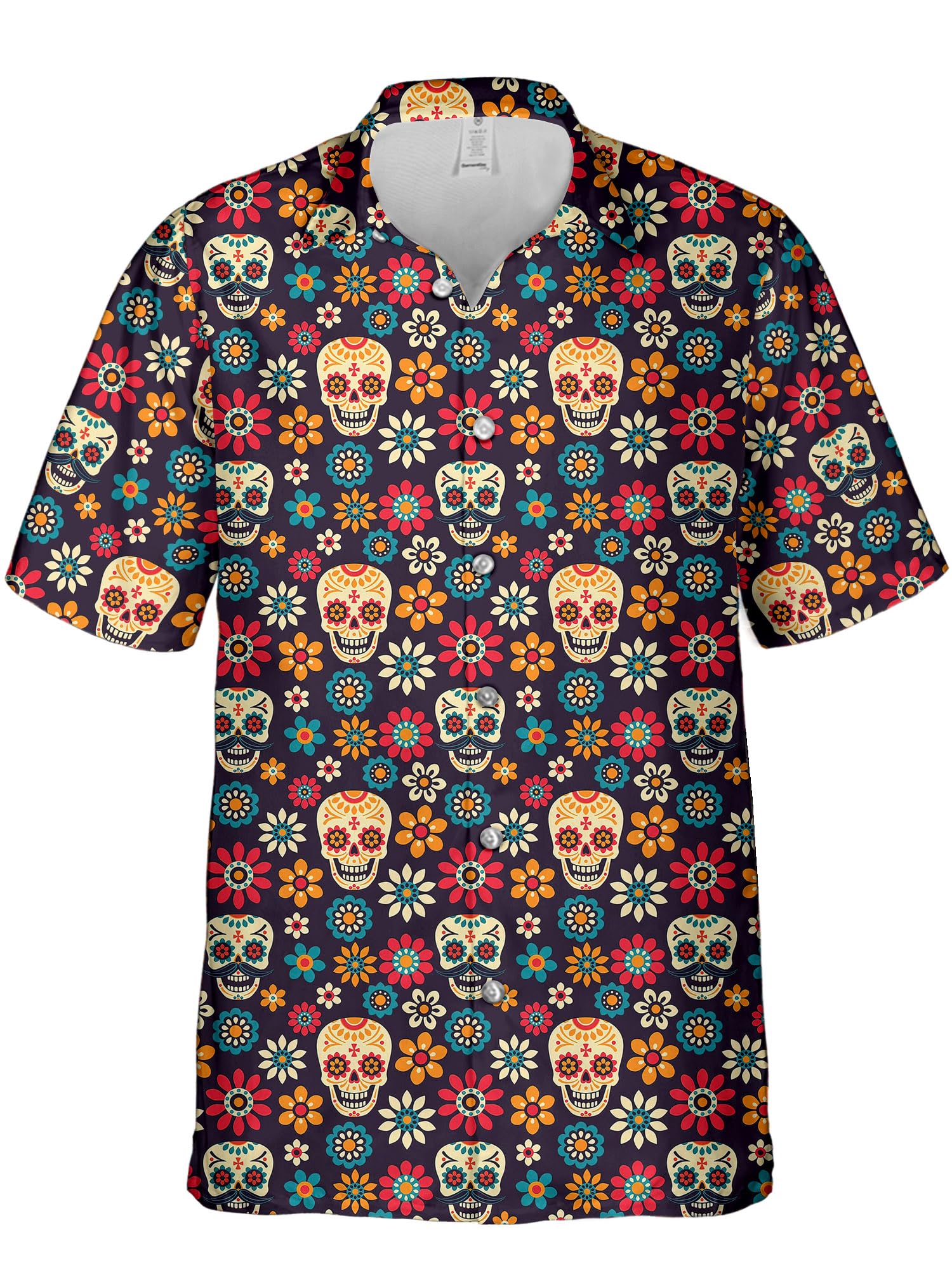 Juzgtsit Men's Mhws-017385 Hawaiian Shirt For Funny Summer Beach Button Shirts Sugar Skull Shirt