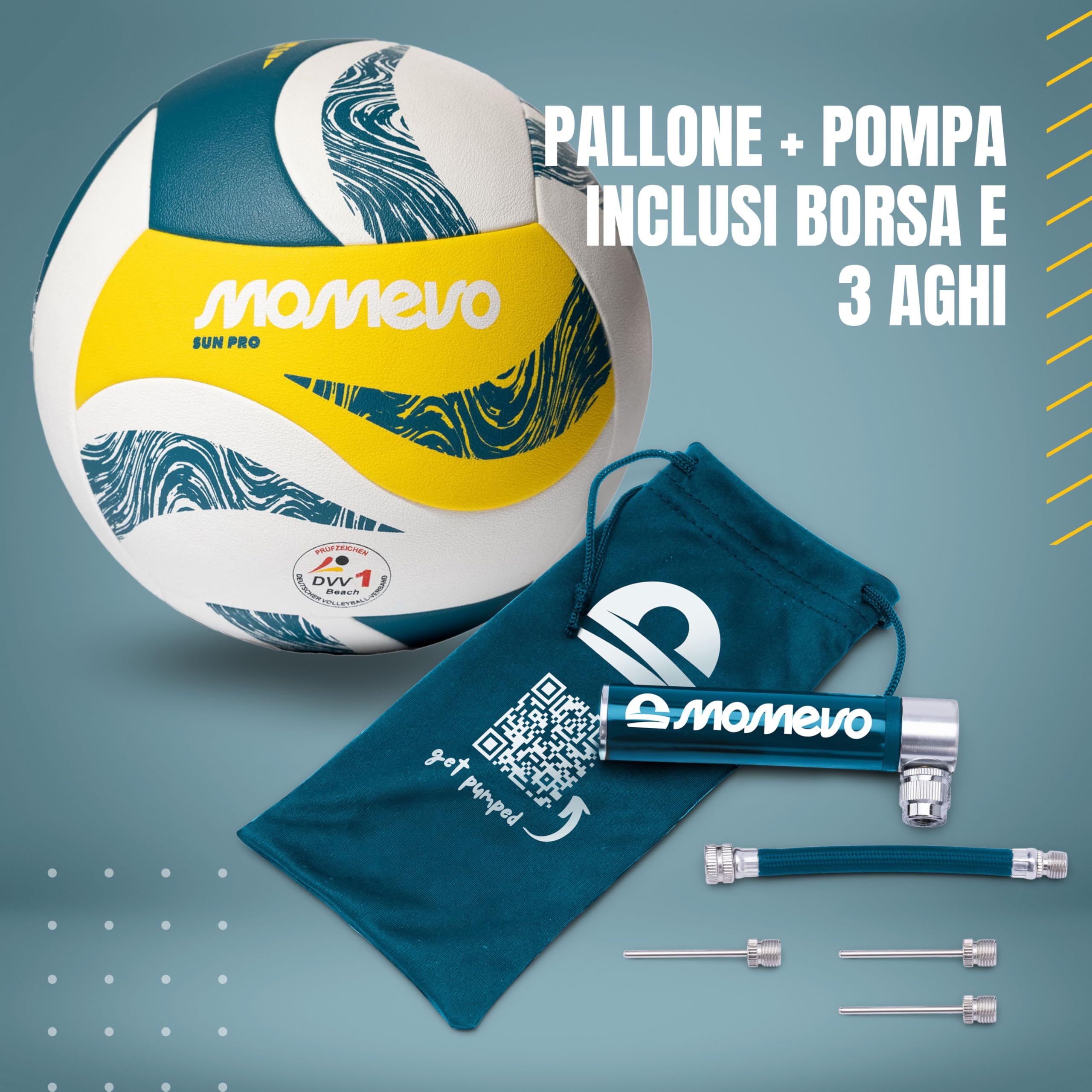 SunPro Pallone Pallavolo - Pallone Beach Volley Ufficiale, Confermato DVV, Misura 5, Superficie in Morbida Microfibra PU – per Spiaggia e Sport all’Aperto, Idea Regalo