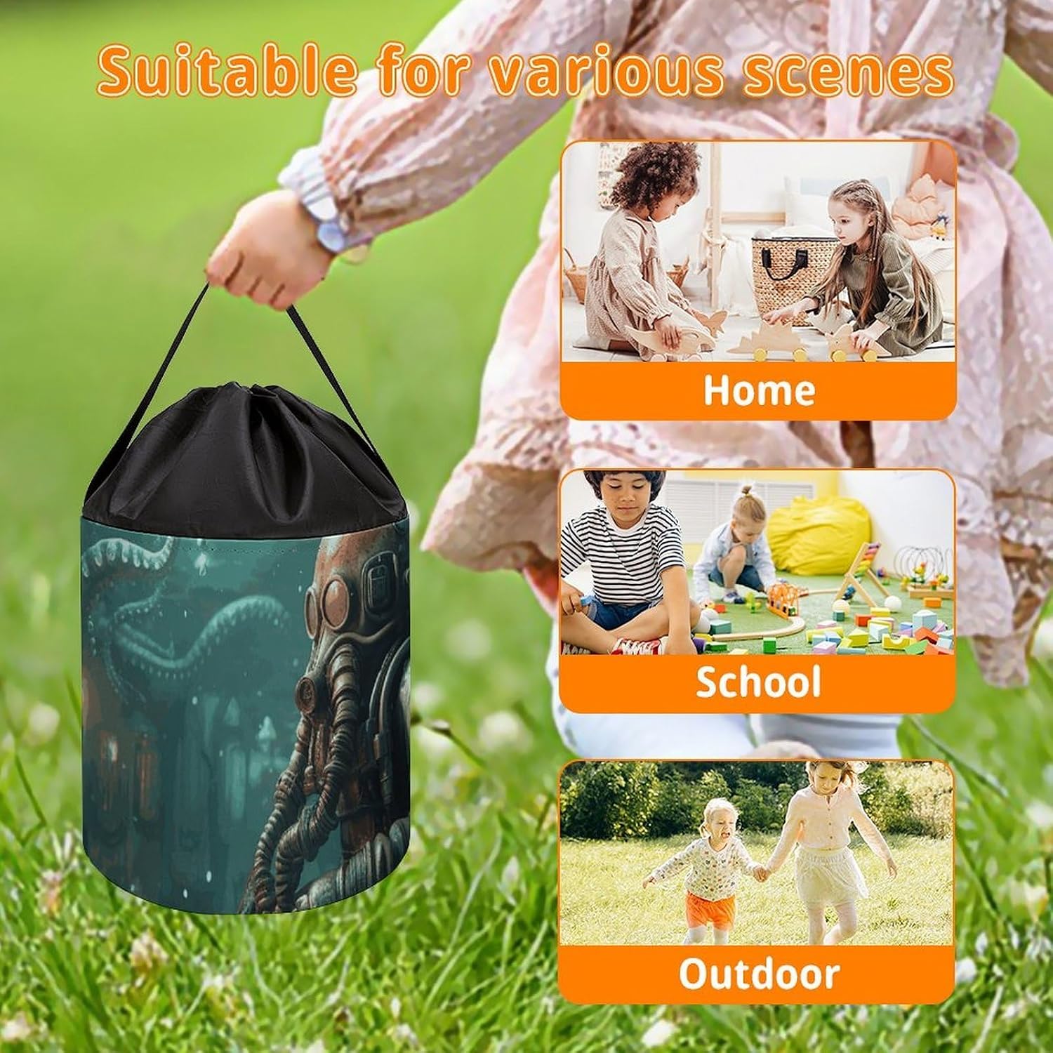 Halloween Candy Bucket Cool Octopus Diver Trick Or Treat Bags Halloween Candy Tote Bag with Handles Reusable Candy Baskets for Party Supplies Favors Gift Bags image 5