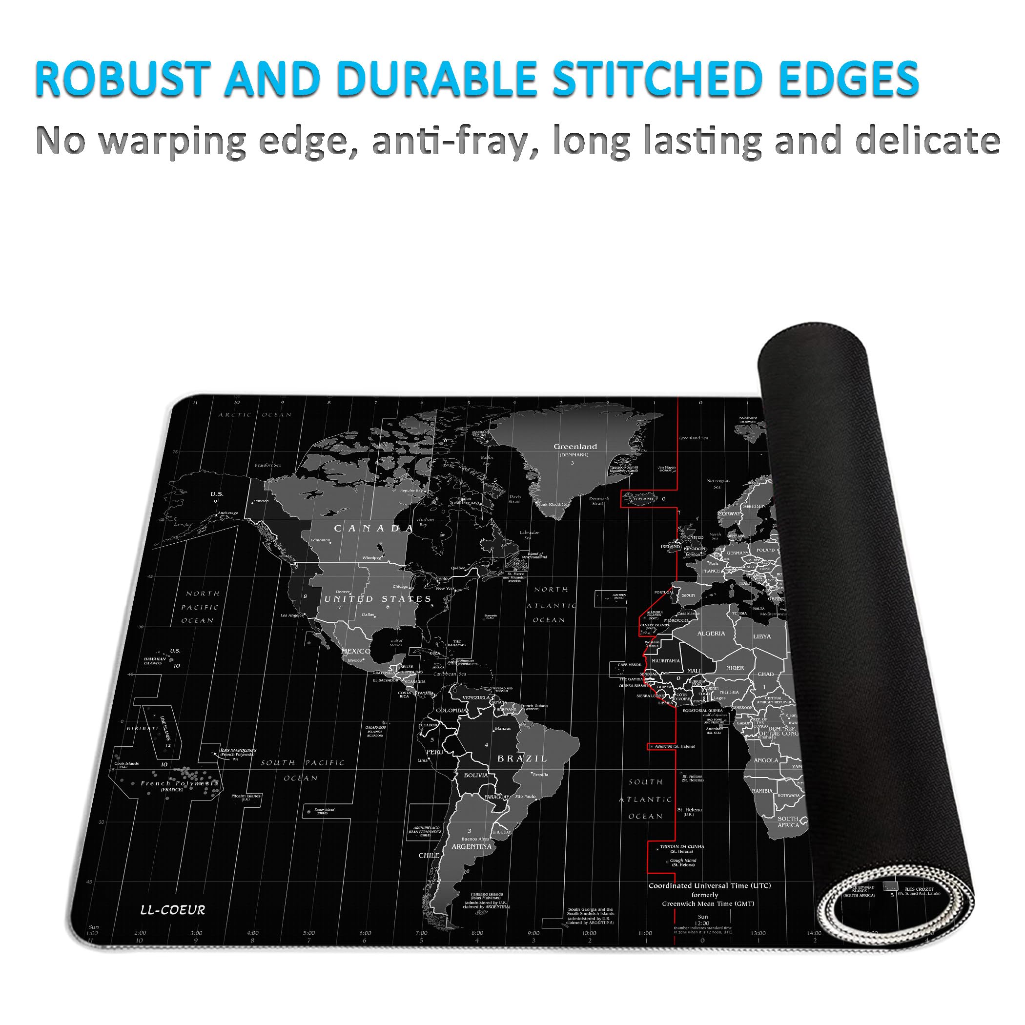 LL-COEUR Alfombrilla de Ratón Grande para Juego Mapa 1400x500x3mm Almohadilla de Escritorio Teclado Ordenador XXL Speed Gaming Mousepad XXXL