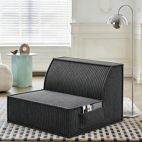 Single Sofa Seat, Memory Foam Couch with Back Support, Mini Sofa, Resistant to Sagging, Suitable for Small Spaces, Living Rooms, Apartments, Dorms, Offices, Black